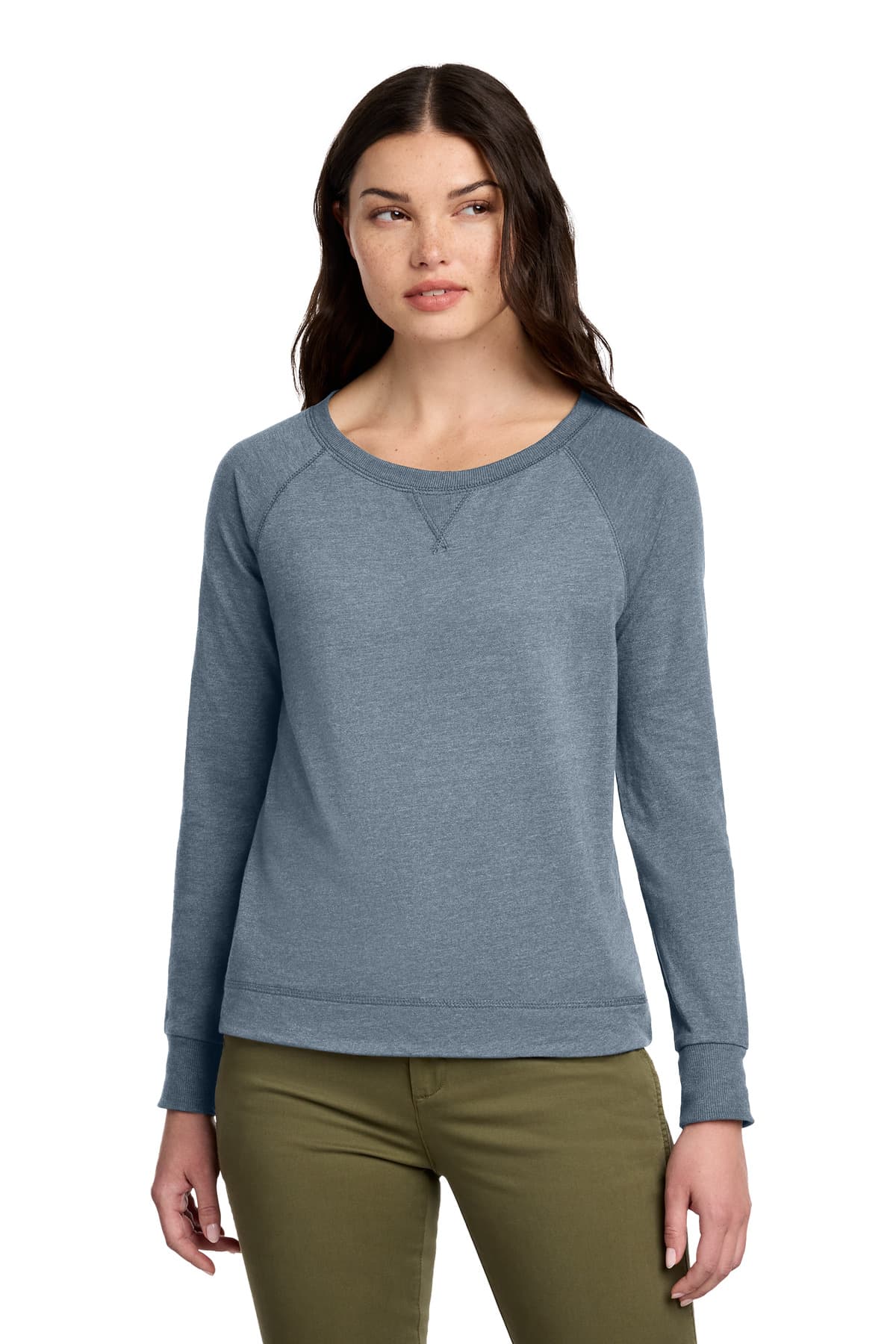 District ® Women's Featherweight French Terry  Long Sleeve Crewneck DT672 thumbnail 3