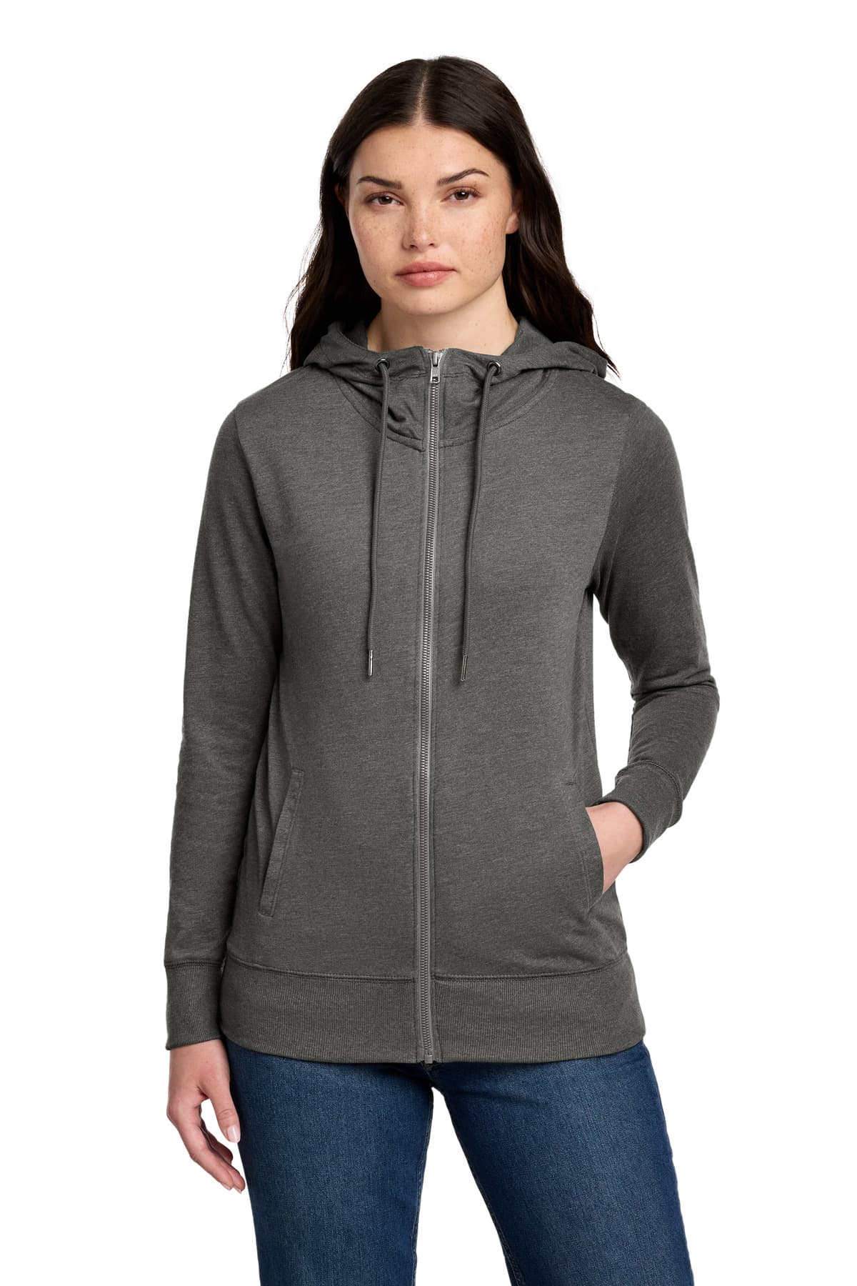 District ® Women's Featherweight French Terry  Full-Zip Hoodie DT673 thumbnail 5