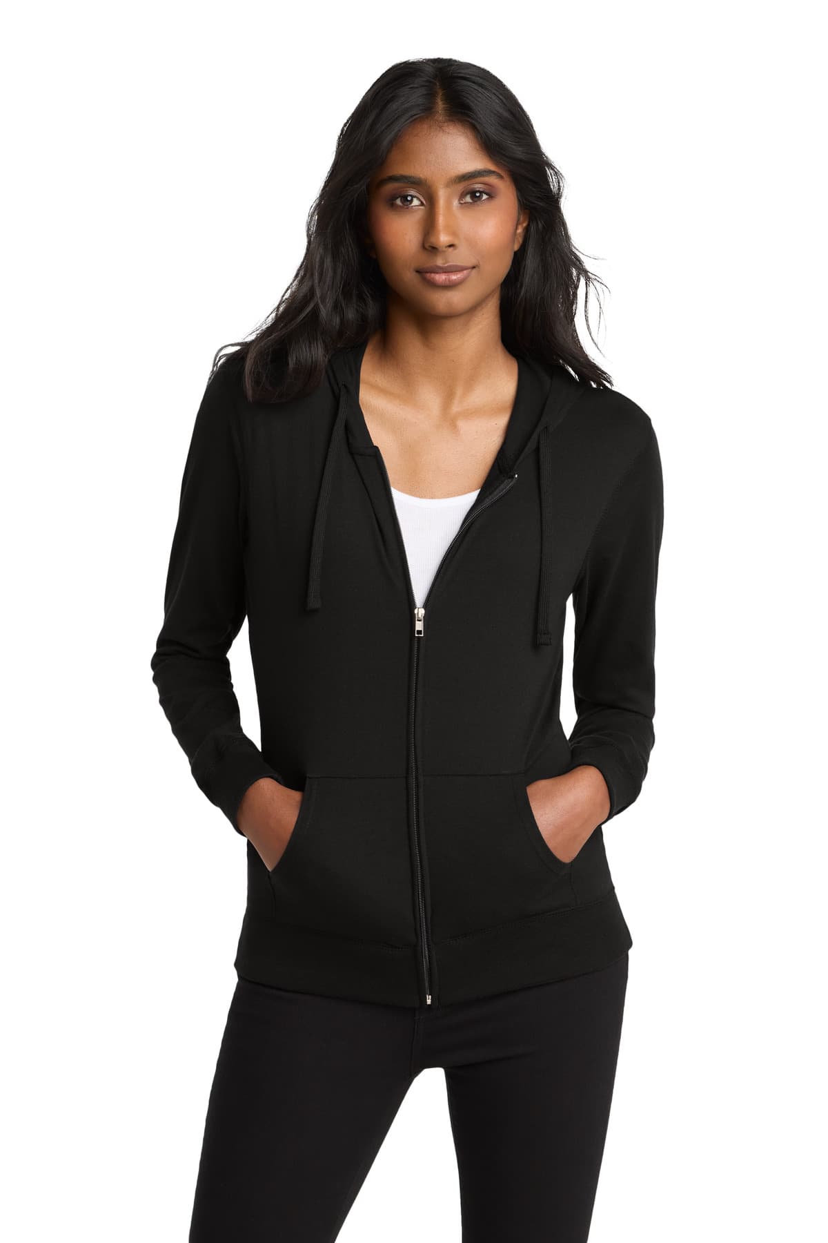District ® Women's Fitted Jersey Full-Zip Hoodie. DT2100 thumbnail 2