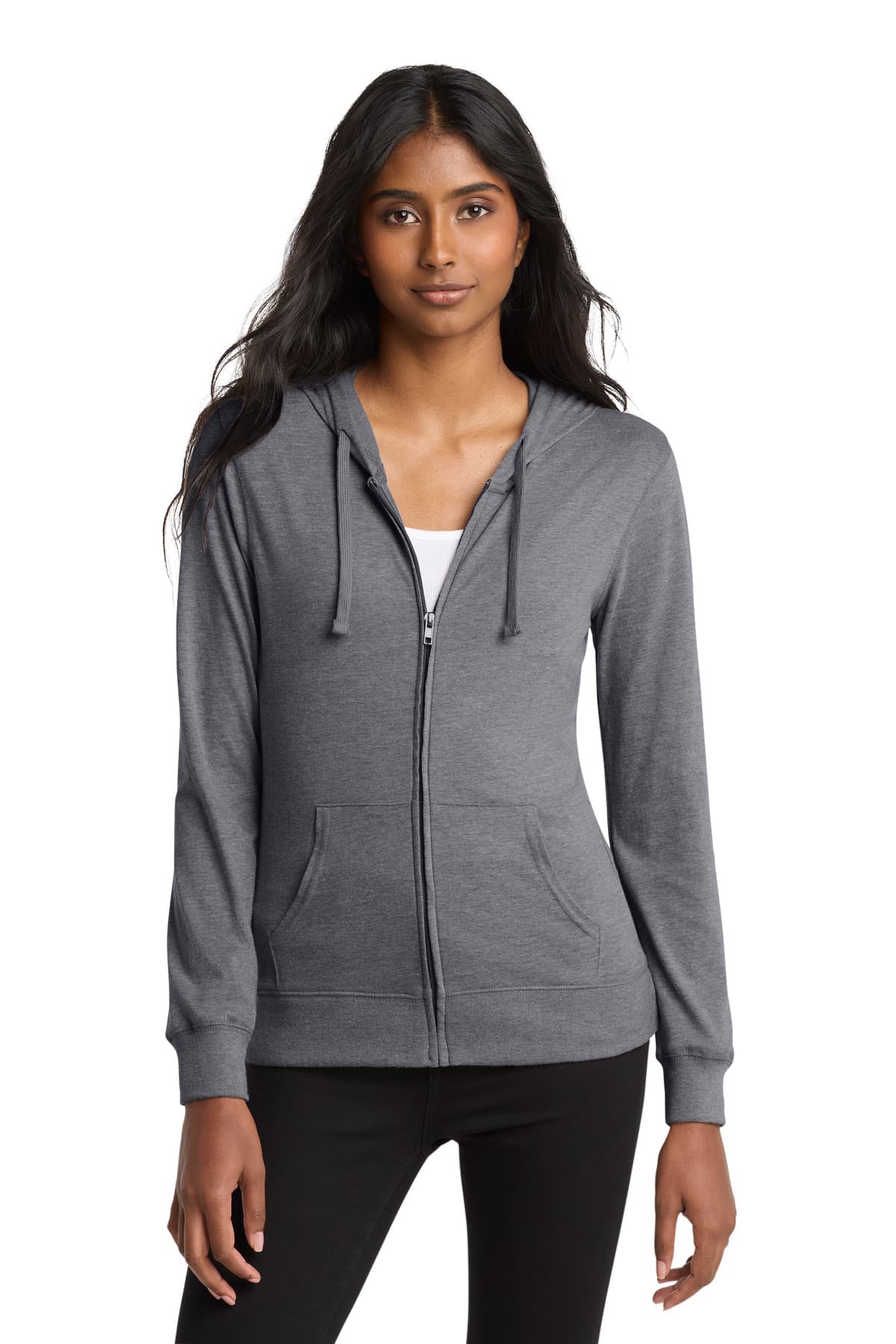 District ® Women's Fitted Jersey Full-Zip Hoodie. DT2100 thumbnail 3