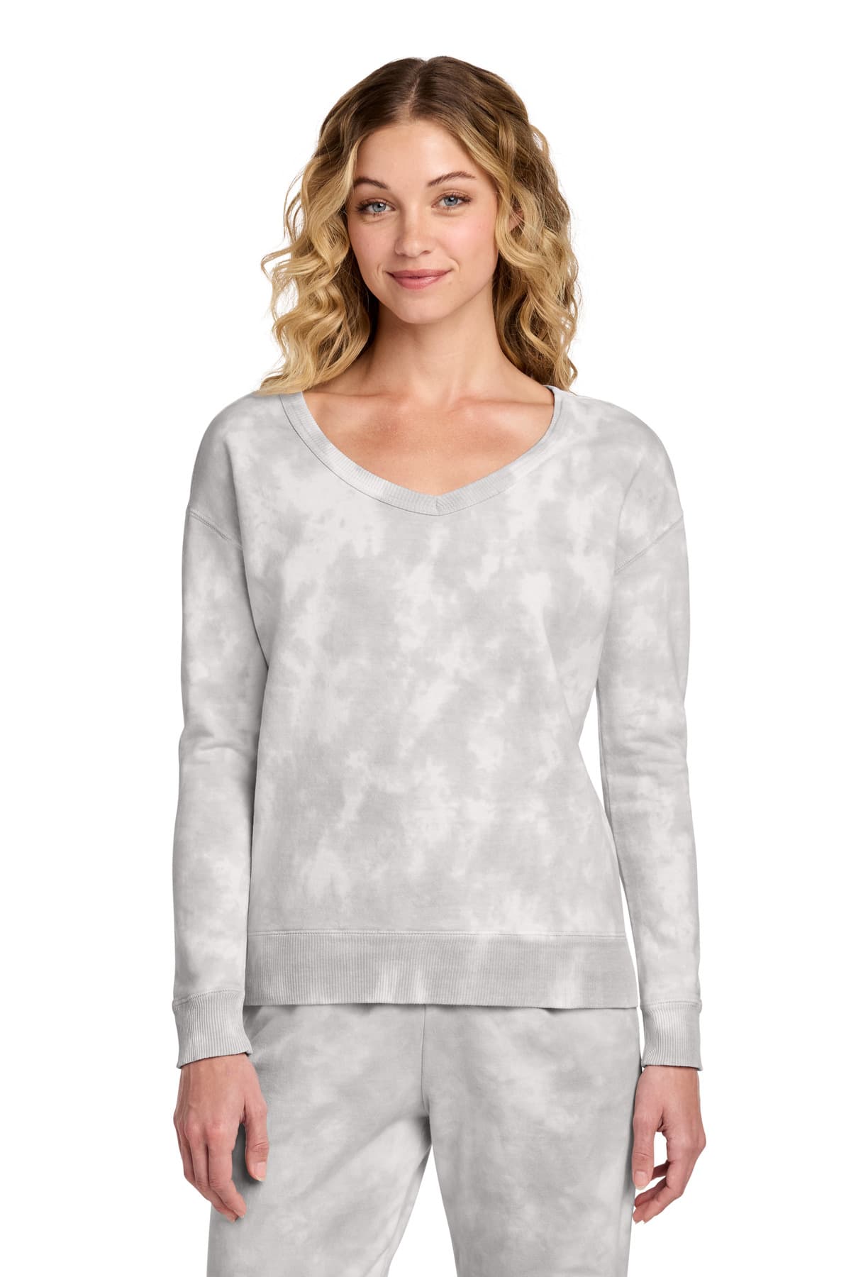 Port & Co  Women's Beach Wash ® Cloud Tie-Dye V-Neck Sweatshirt LPC140V thumbnail 3