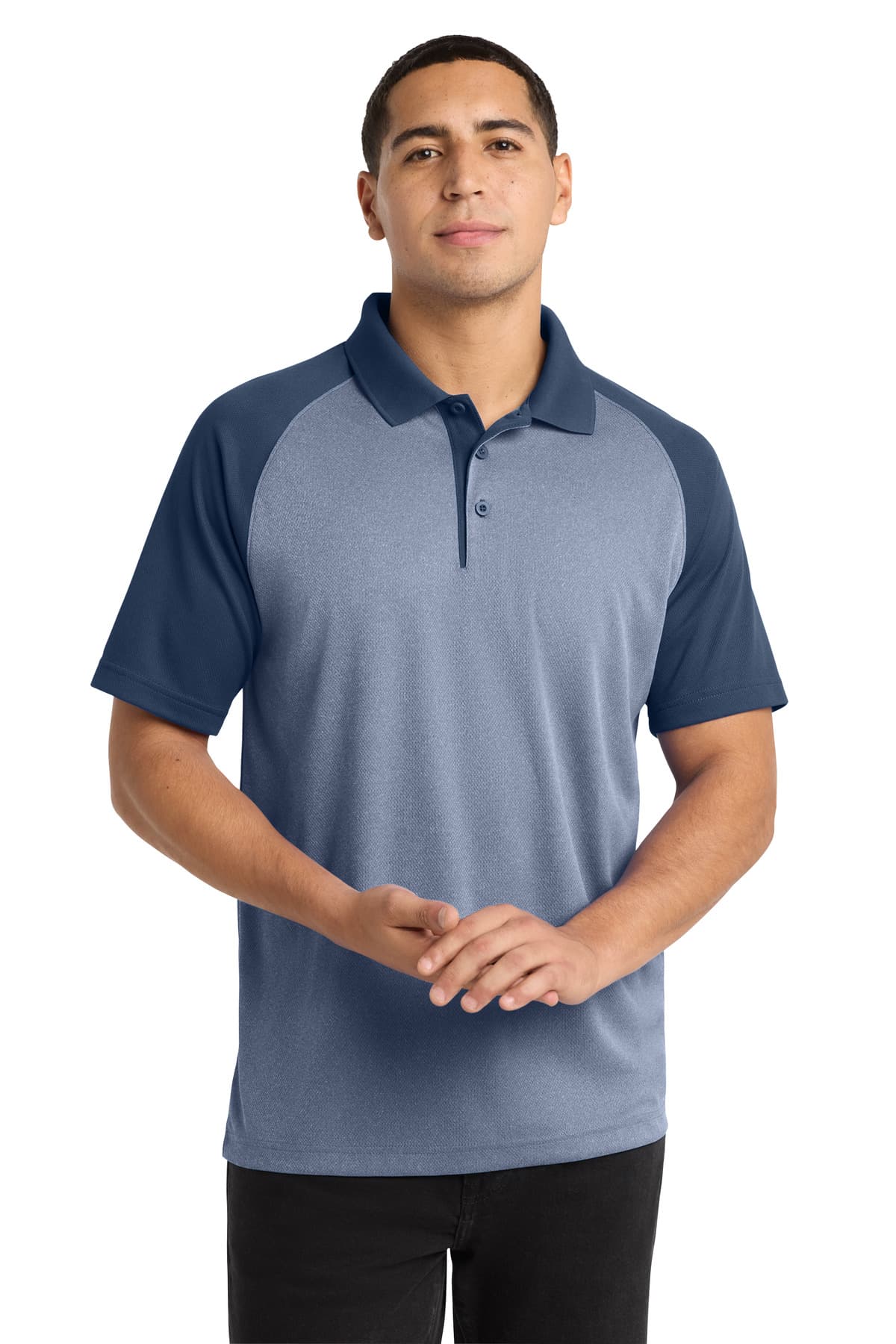 Sport-Tek ® PosiCharge ® RacerMesh ® Raglan Heather Block Polo. ST641 thumbnail 3