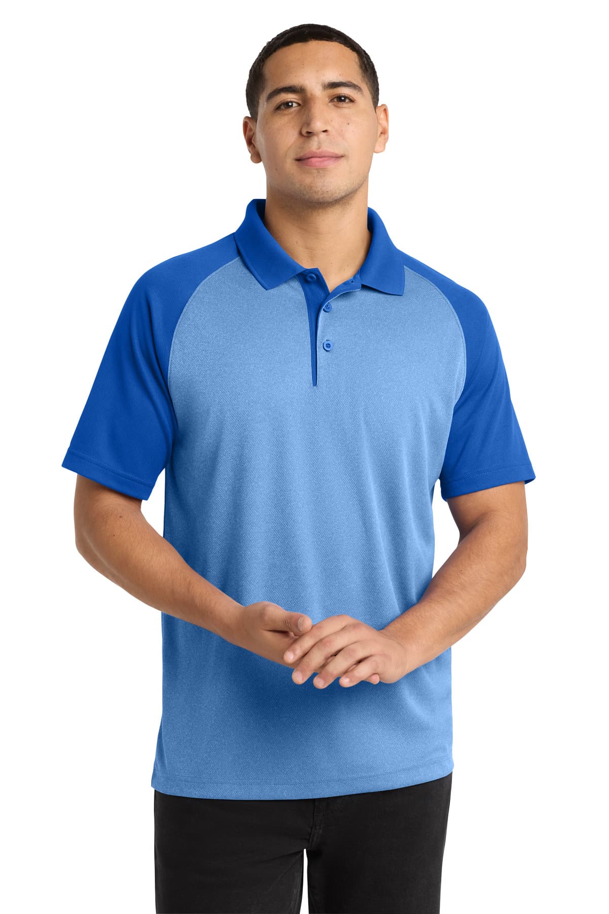 Sport-Tek ® PosiCharge ® RacerMesh ® Raglan Heather Block Polo. ST641 thumbnail 4