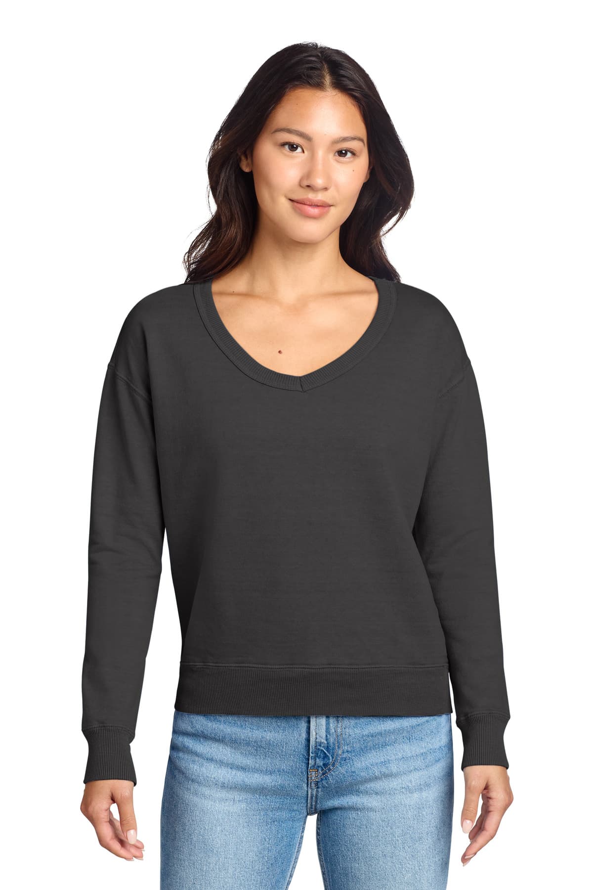 Port & Co  Women's Beach Wash ® Garment-Dyed V-Neck Sweatshirt LPC098V thumbnail 2