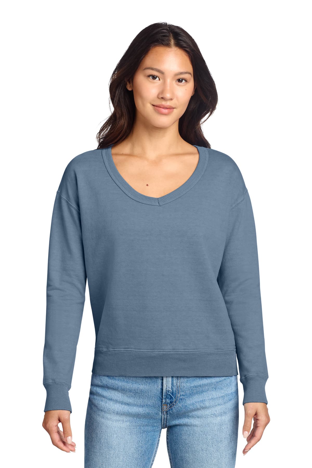 Port & Co  Women's Beach Wash ® Garment-Dyed V-Neck Sweatshirt LPC098V thumbnail 3