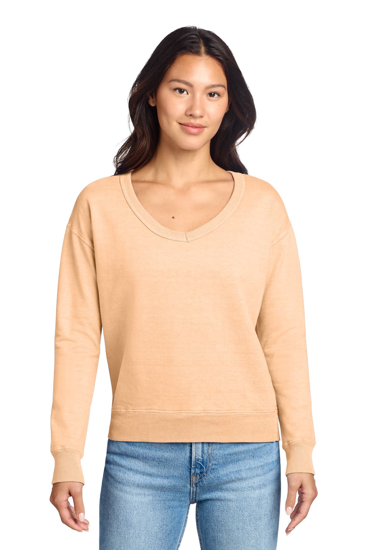 Port & Co  Women's Beach Wash ® Garment-Dyed V-Neck Sweatshirt LPC098V thumbnail 4