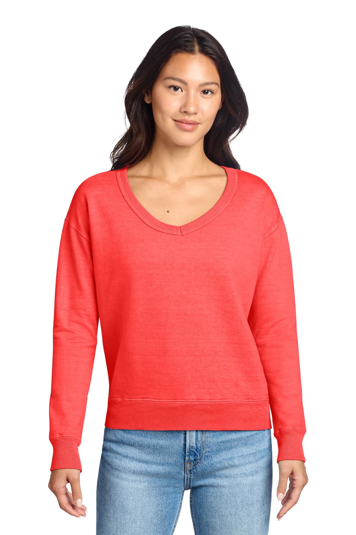 Port & Co  Women's Beach Wash ® Garment-Dyed V-Neck Sweatshirt LPC098V thumbnail 5