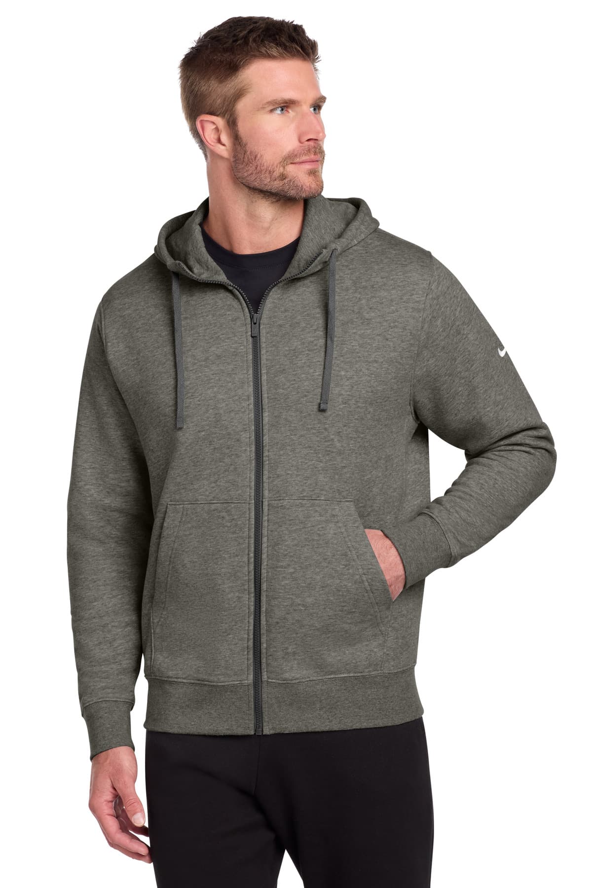 Nike Club Fleece Sleeve Swoosh Full-Zip Hoodie NKDR1513 thumbnail 2