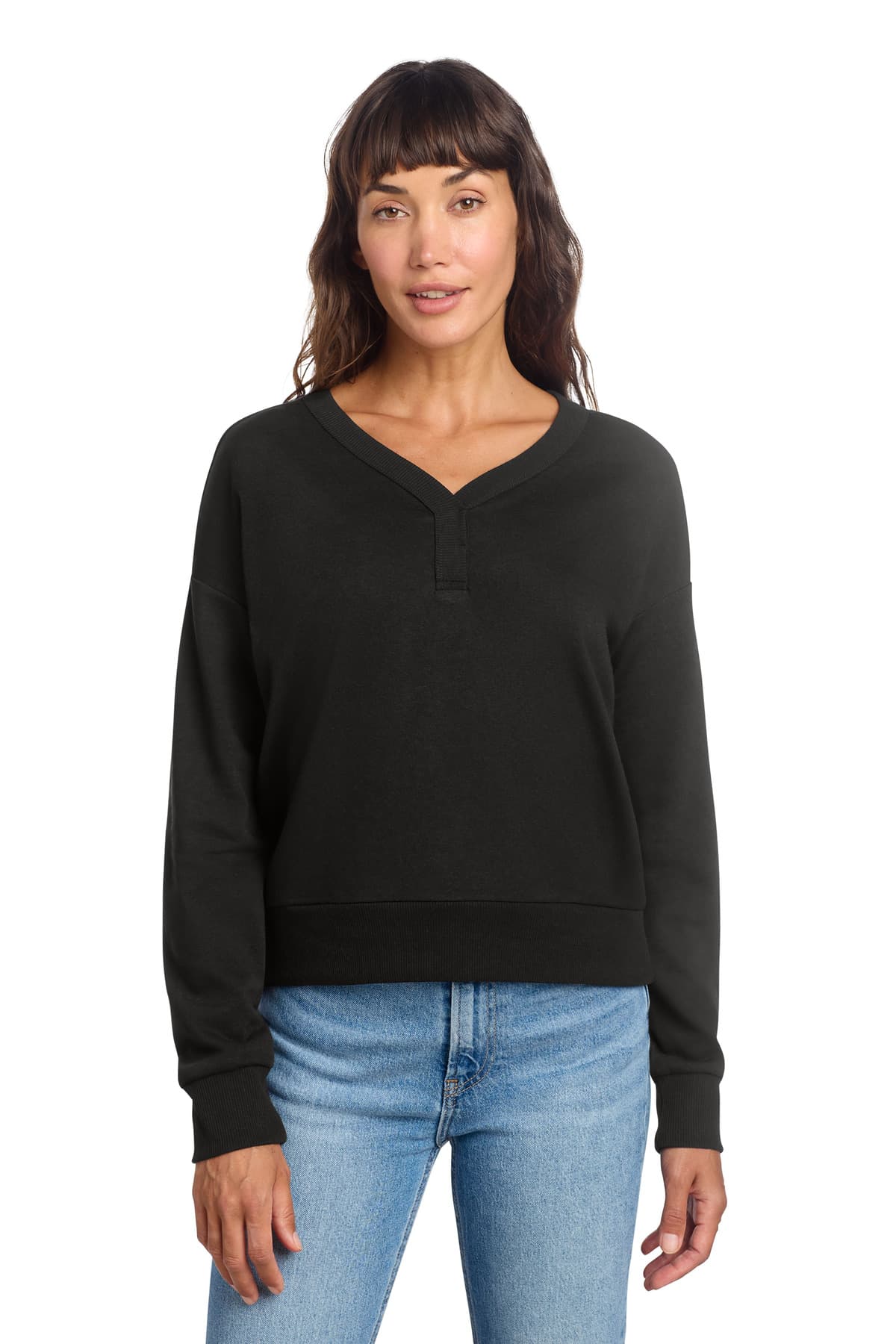 District ® Women's Perfect Tri ® Fleece V-Neck Sweatshirt DT1312 thumbnail 2