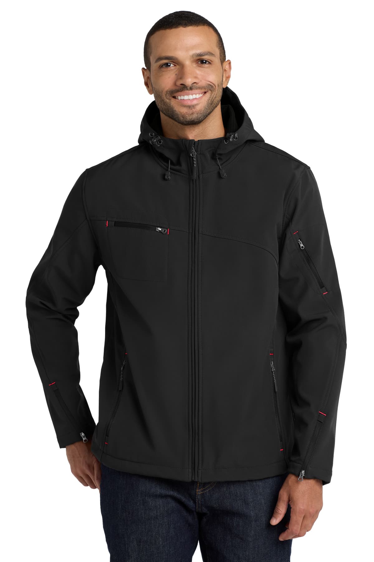 Port Authority ® Textured Hooded Soft Shell Jacket. J706 thumbnail 2