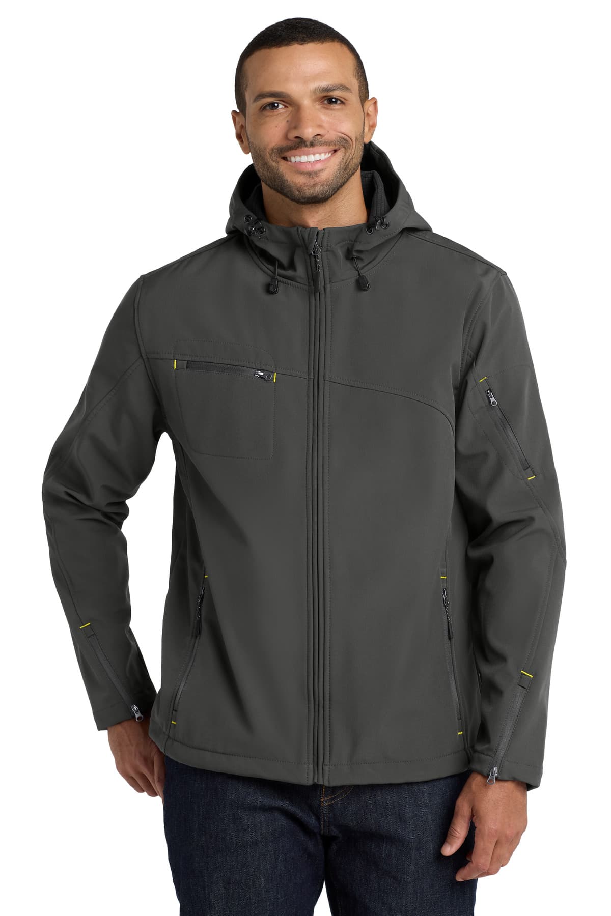 Port Authority ® Textured Hooded Soft Shell Jacket. J706 thumbnail 3