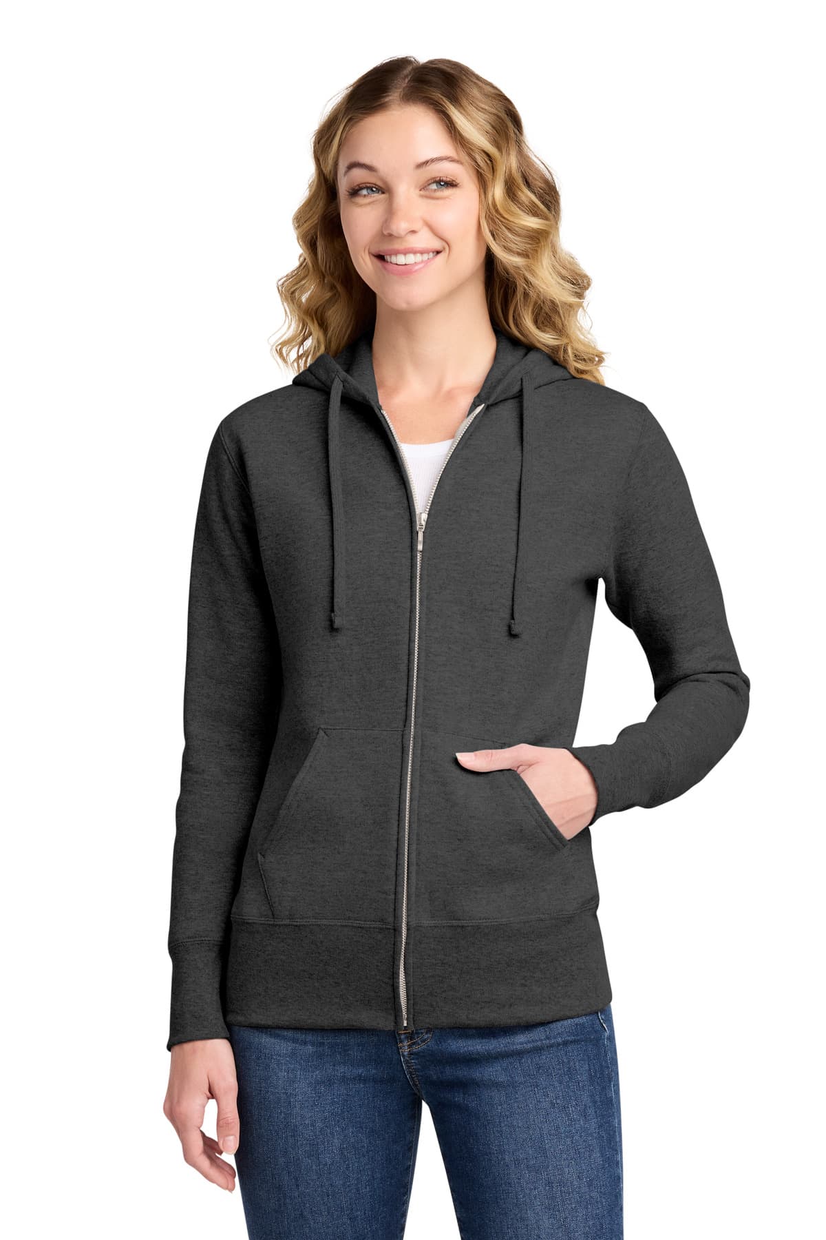 Port & Co  Women's Core Fleece Full-Zip Hooded Sweatshirt. LPC78ZH thumbnail 2