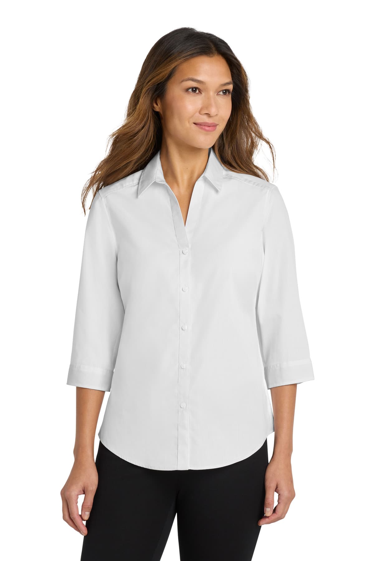 Port Authority ® Women's 3/4-Sleeve Carefree Poplin Shirt. LW102 thumbnail 3