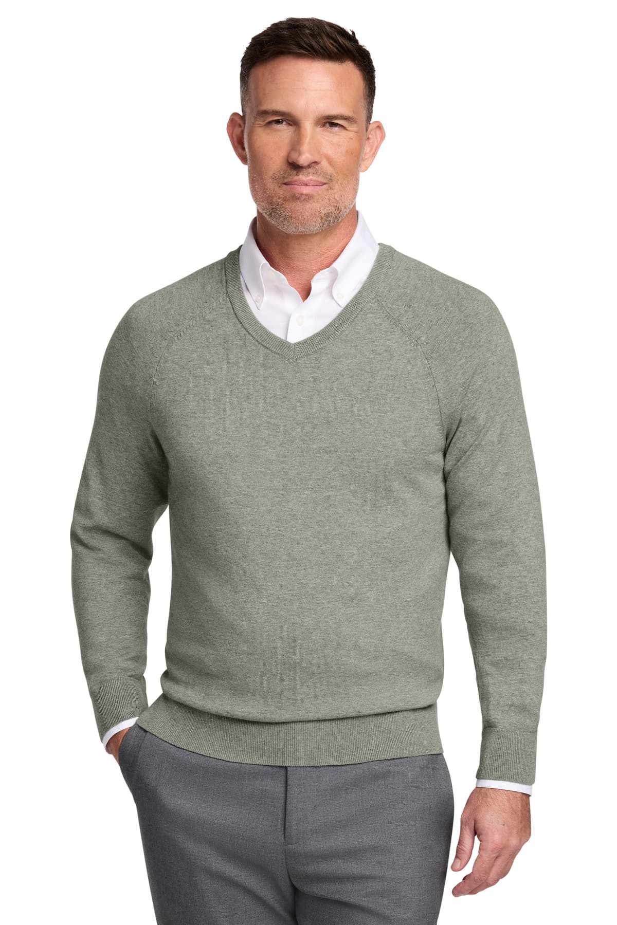Brooks Brothers ® Cotton Stretch V-Neck Sweater BB18400 thumbnail 3