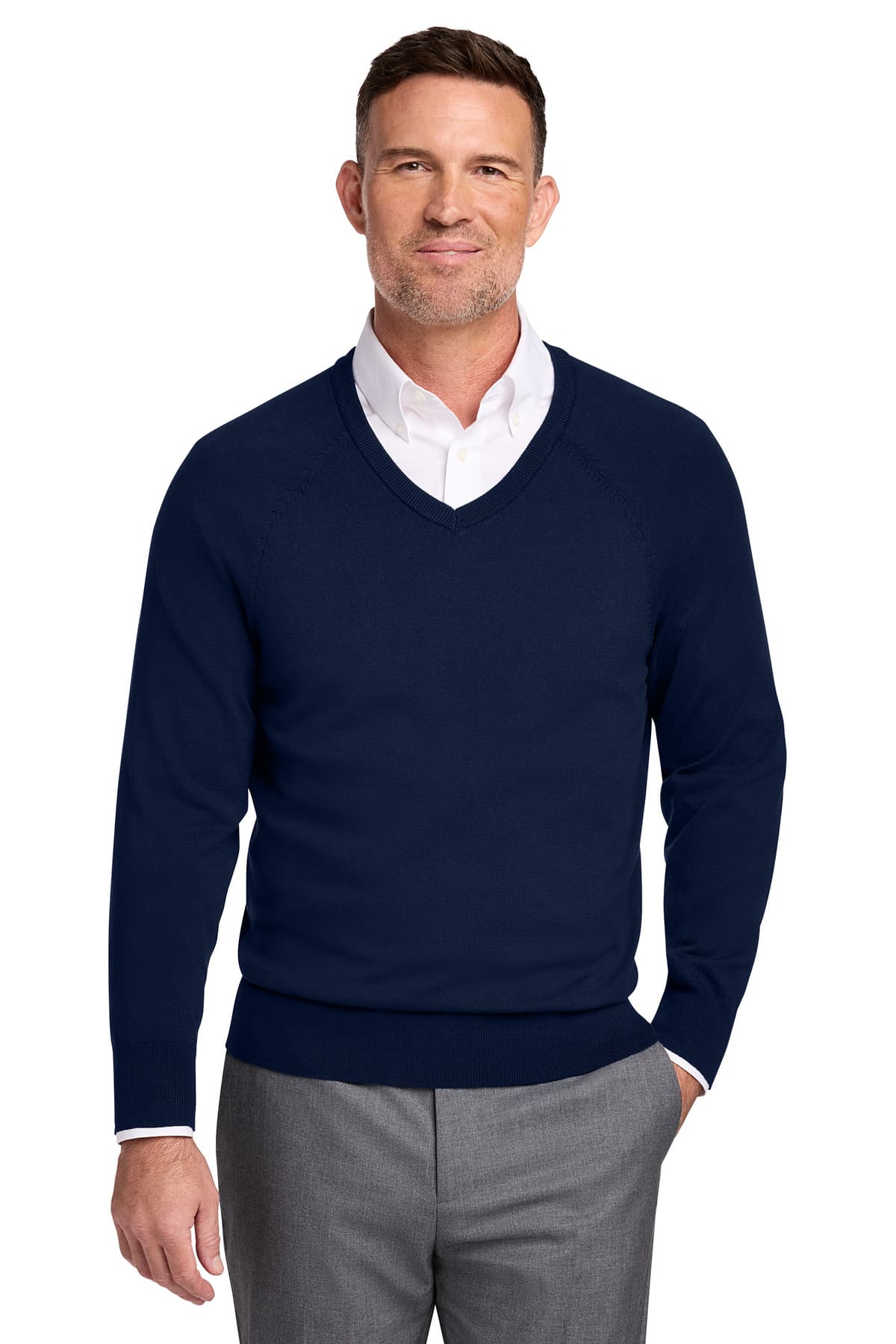 Brooks Brothers ® Cotton Stretch V-Neck Sweater BB18400 thumbnail 4