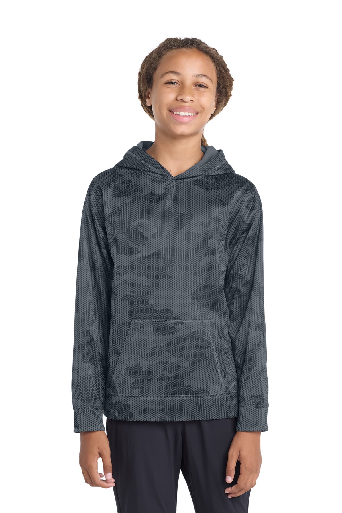Sport-Tek ® Youth Sport-Wick ® CamoHex Fleece Hooded Pullover. YST240 thumbnail 2