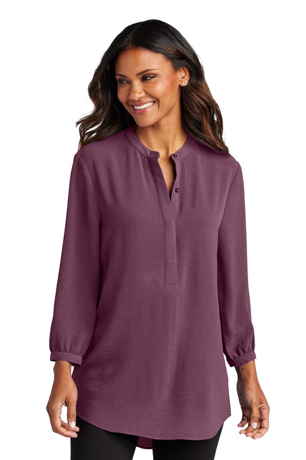Port Authority ® Women's 3/4-Sleeve Textured Crepe Tunic LW713 thumbnail 2