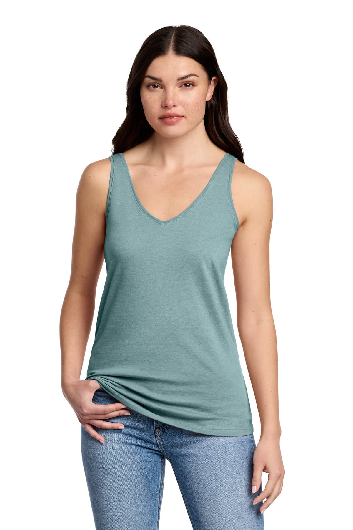District ® Women's Perfect Blend ® CVC V-Neck Tank DT154 thumbnail 3