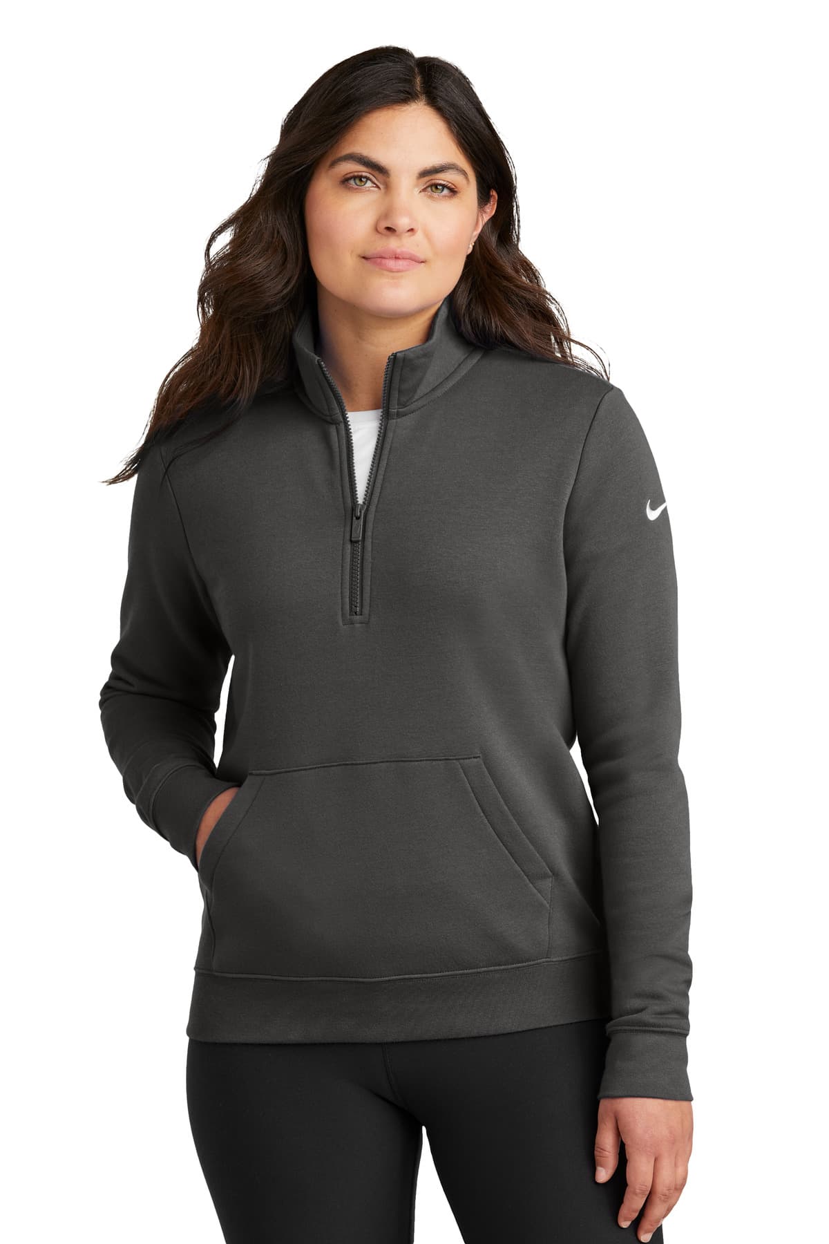 Nike Women's Club Fleece Sleeve Swoosh 1/2-Zip NKDX6720 thumbnail 2
