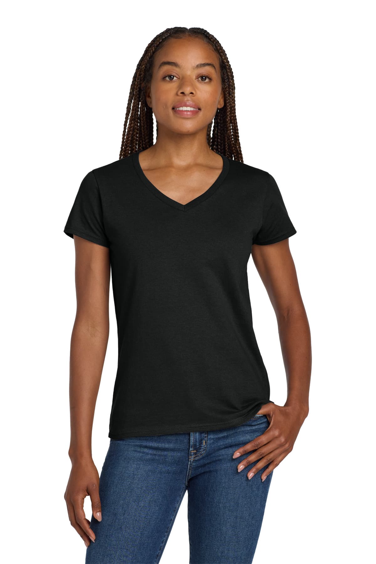 Gildan ® Women's Heavy Cotton  100% Cotton V-Neck T-Shirt. 5V00L thumbnail 5