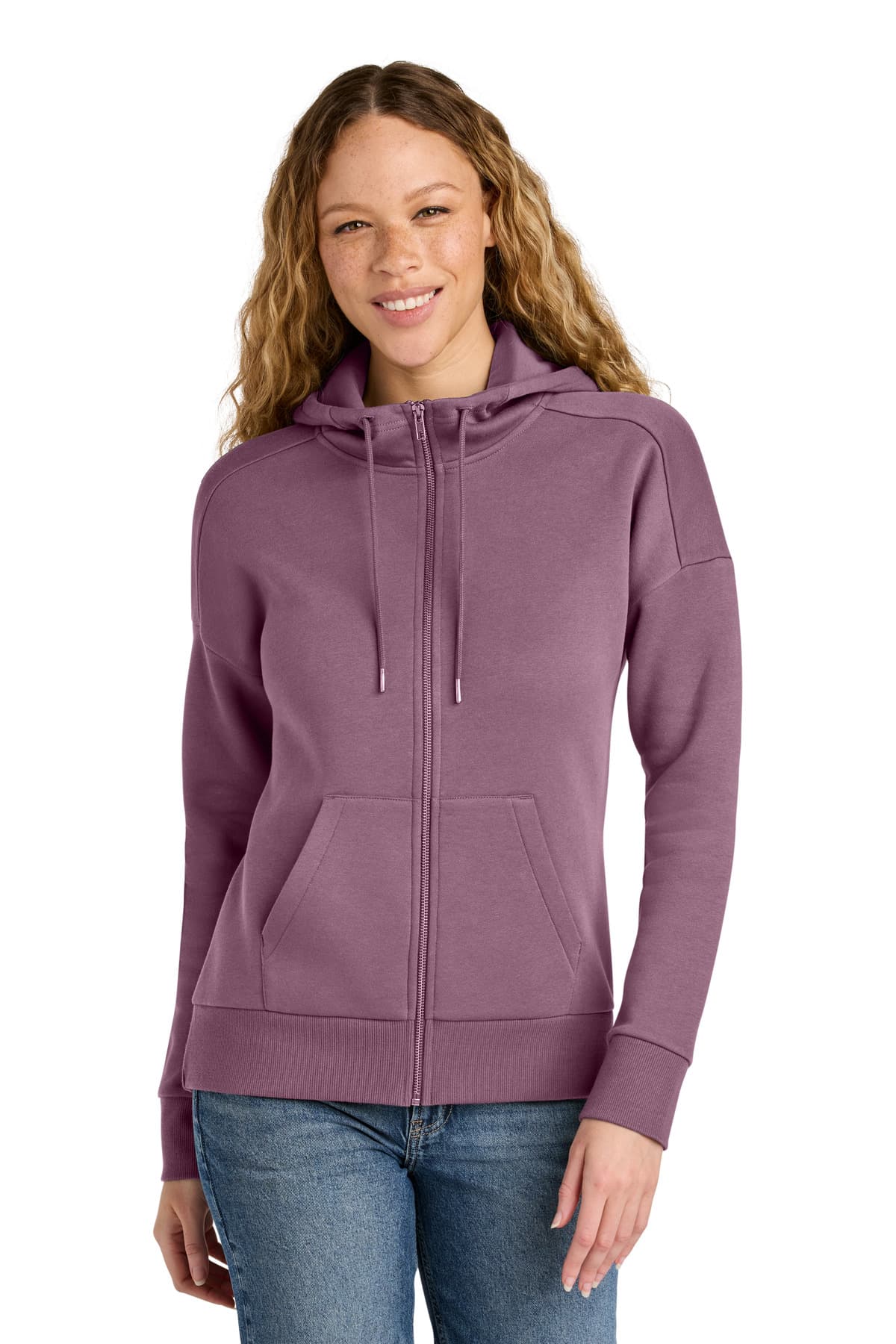 District ® Women's Perfect Weight ® Fleece Drop Shoulder Full-Zip Hoodie DT1104 thumbnail 5