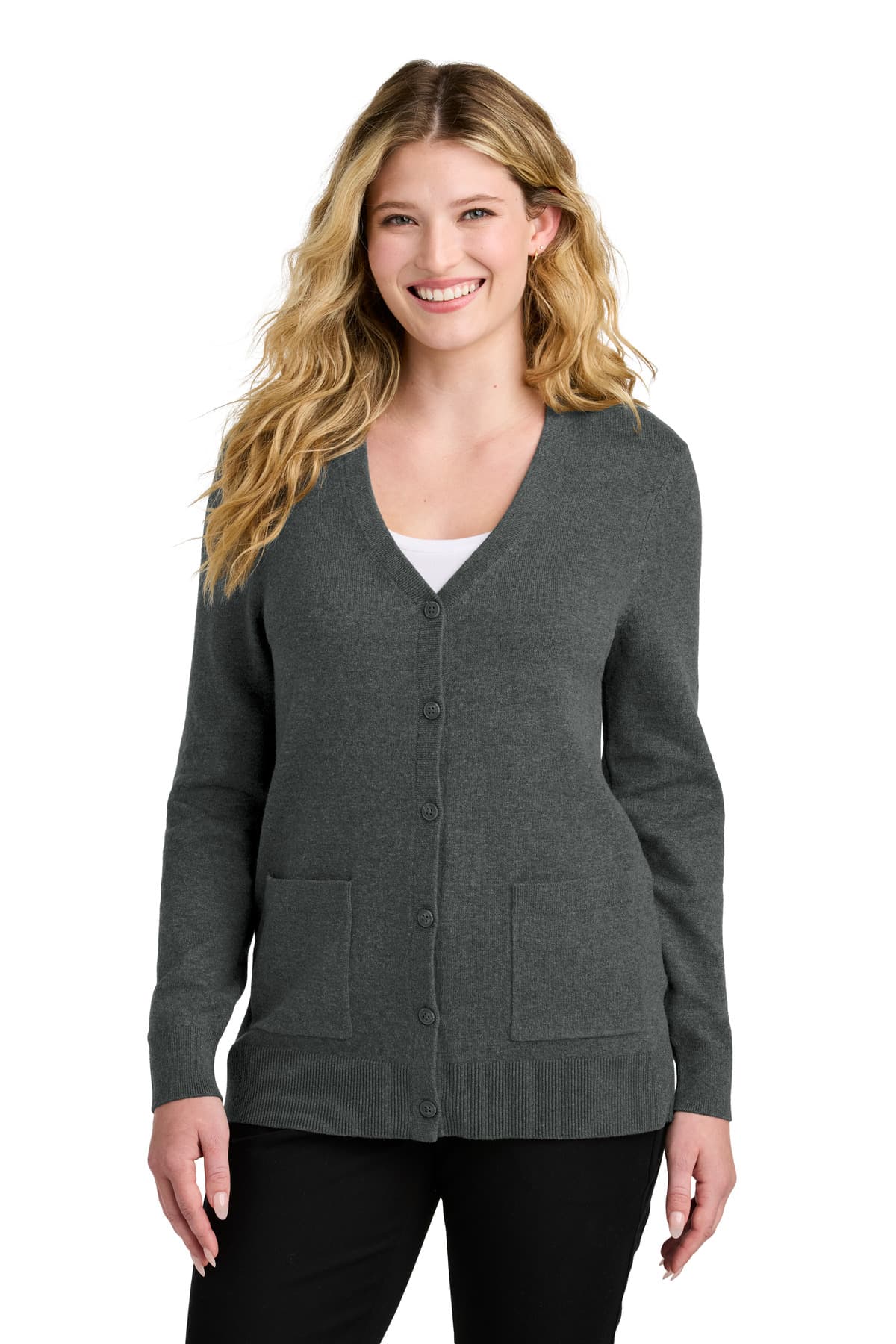Port Authority ® Women's Easy Care Button-Up Cardigan Sweater LSW4150 thumbnail 2