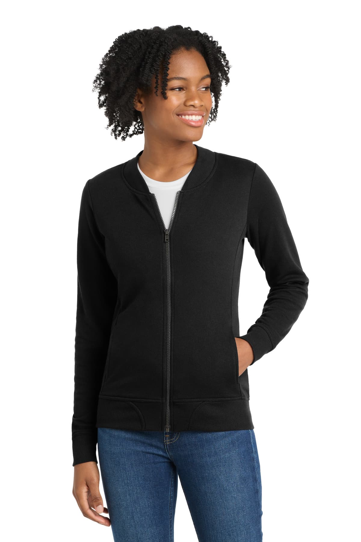 Sport-Tek ® Women's Lightweight French Terry Bomber LST274 thumbnail 2