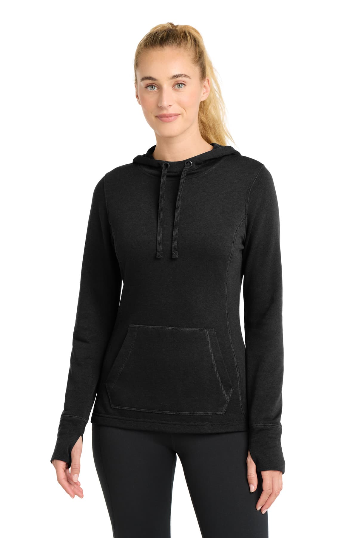 Sport-Tek ® Women's PosiCharge ® Tri-Blend Wicking Fleece Hooded Pullover. LST296 thumbnail 2