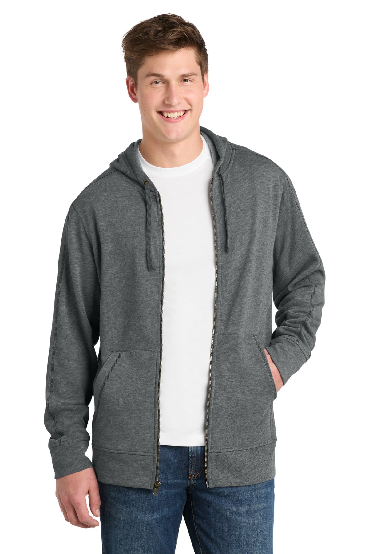Sport-Tek ® PosiCharge ® Tri-Blend Wicking Fleece Full-Zip Hooded Jacket ST293 thumbnail 3