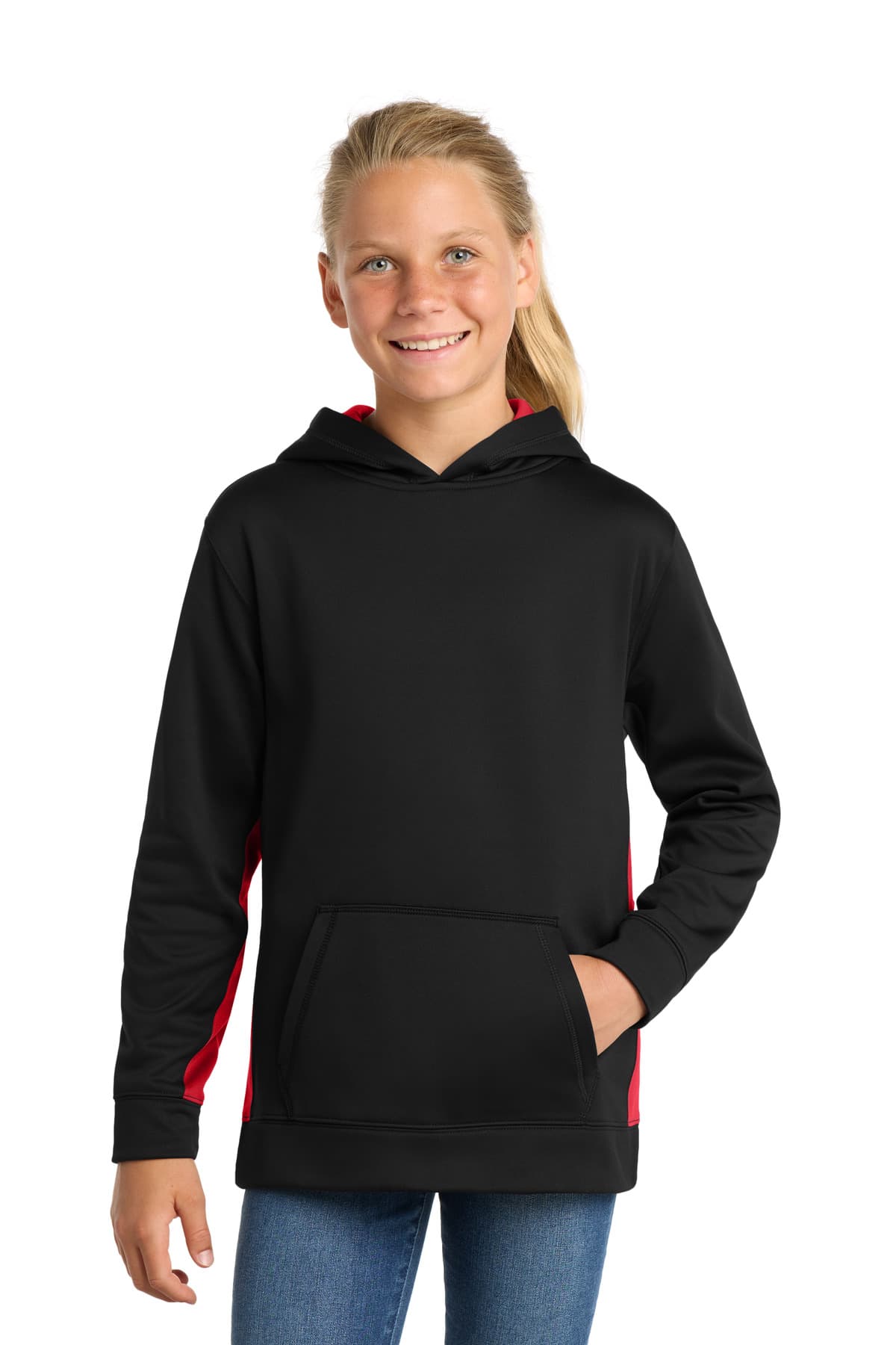 Sport-Tek ® Youth Sport-Wick ® Fleece Colorblock Hooded Pullover. YST235 thumbnail 4