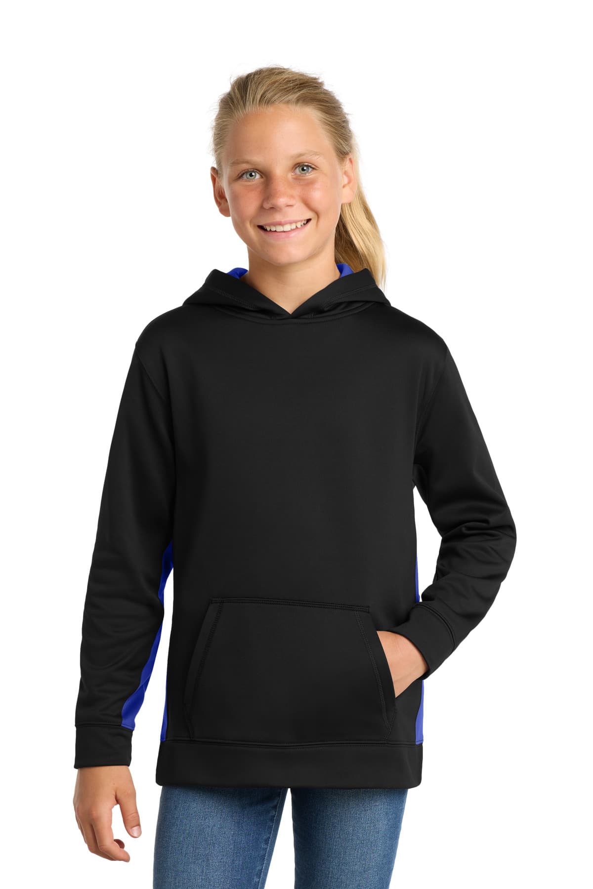 Sport-Tek ® Youth Sport-Wick ® Fleece Colorblock Hooded Pullover. YST235 thumbnail 3