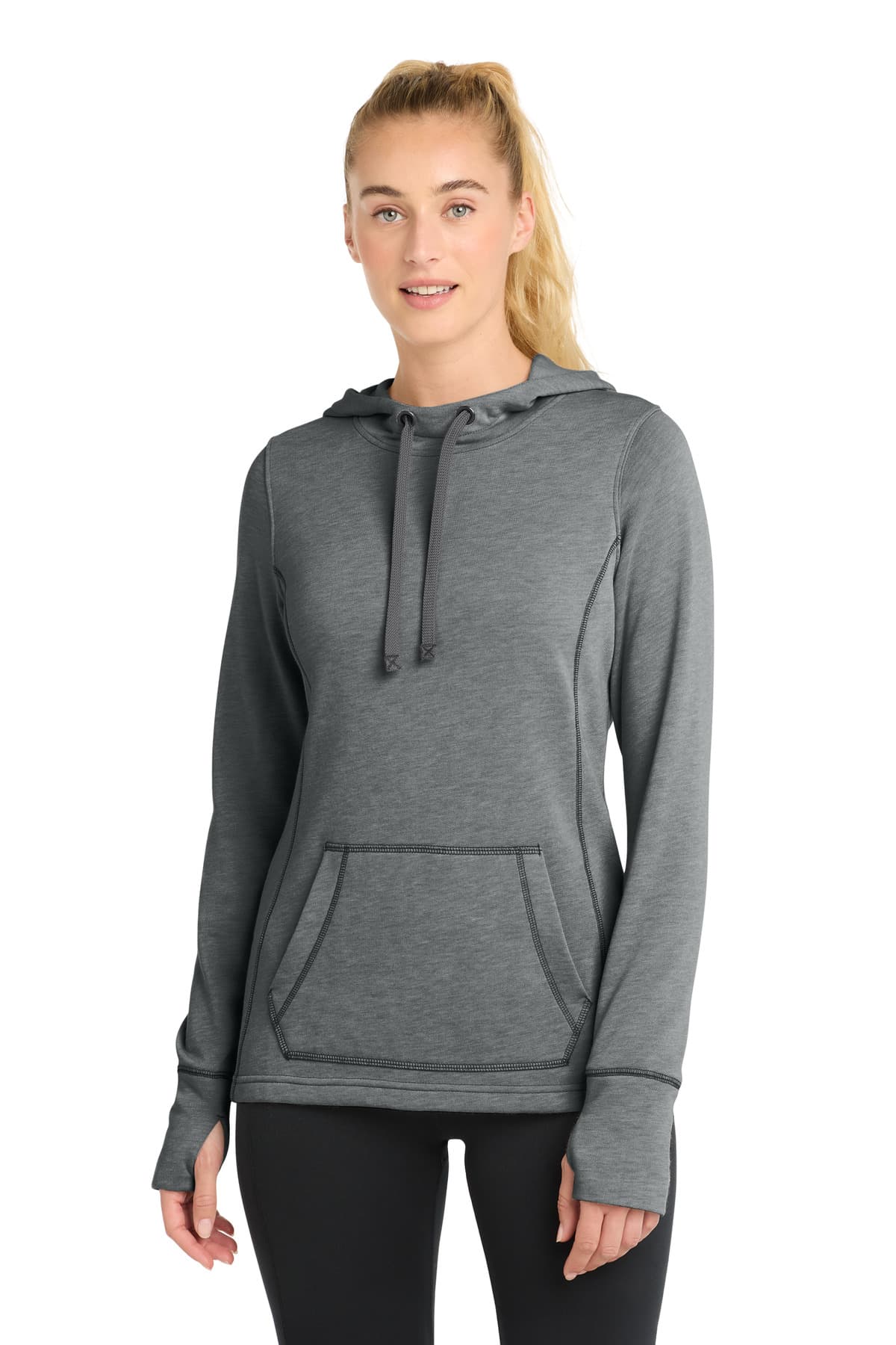 Sport-Tek ® Women's PosiCharge ® Tri-Blend Wicking Fleece Hooded Pullover. LST296 thumbnail 3