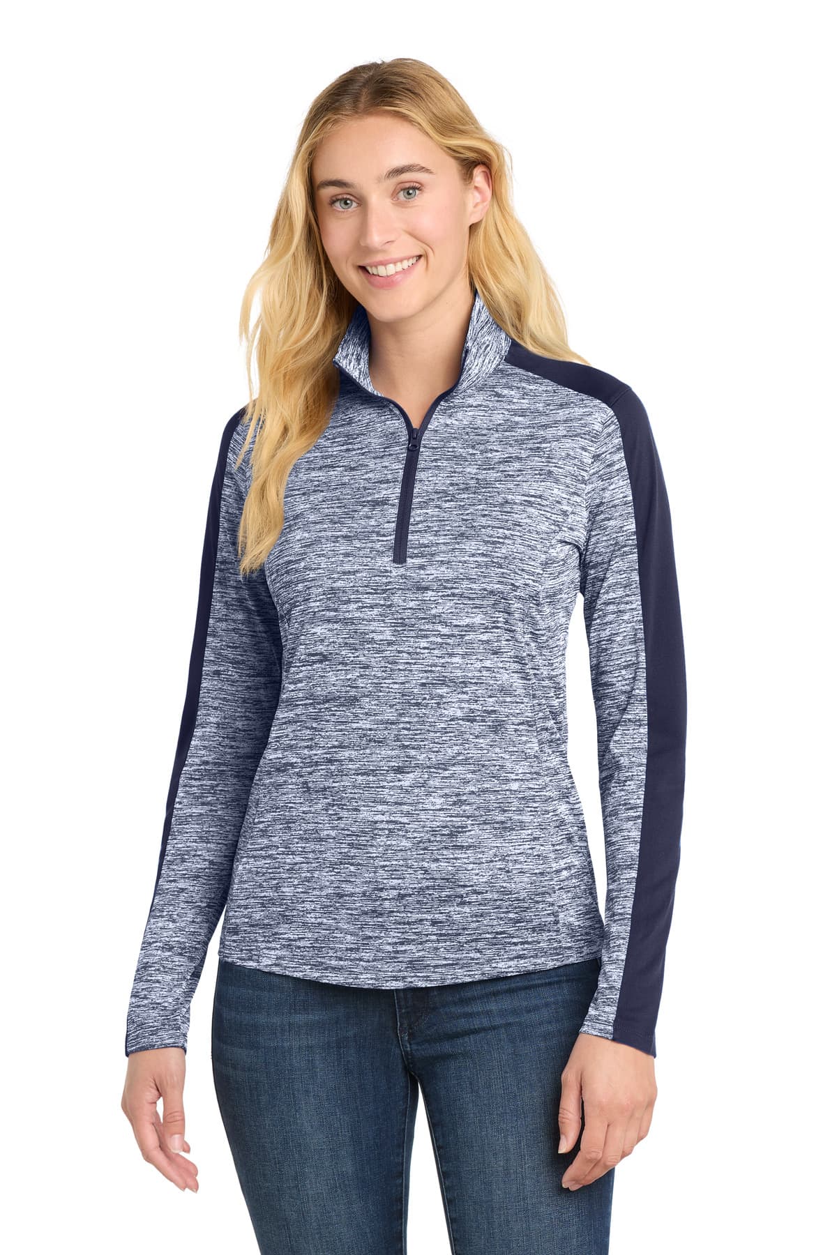 Sport-Tek ® Women's PosiCharge ® Electric Heather Colorblock 1/4-Zip Pullover. LST397 thumbnail 4