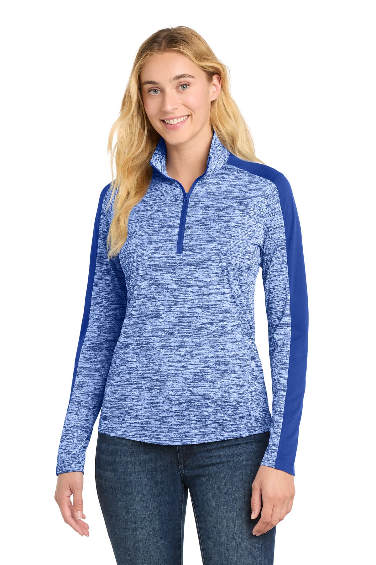 Sport-Tek ® Women's PosiCharge ® Electric Heather Colorblock 1/4-Zip Pullover. LST397 thumbnail 5