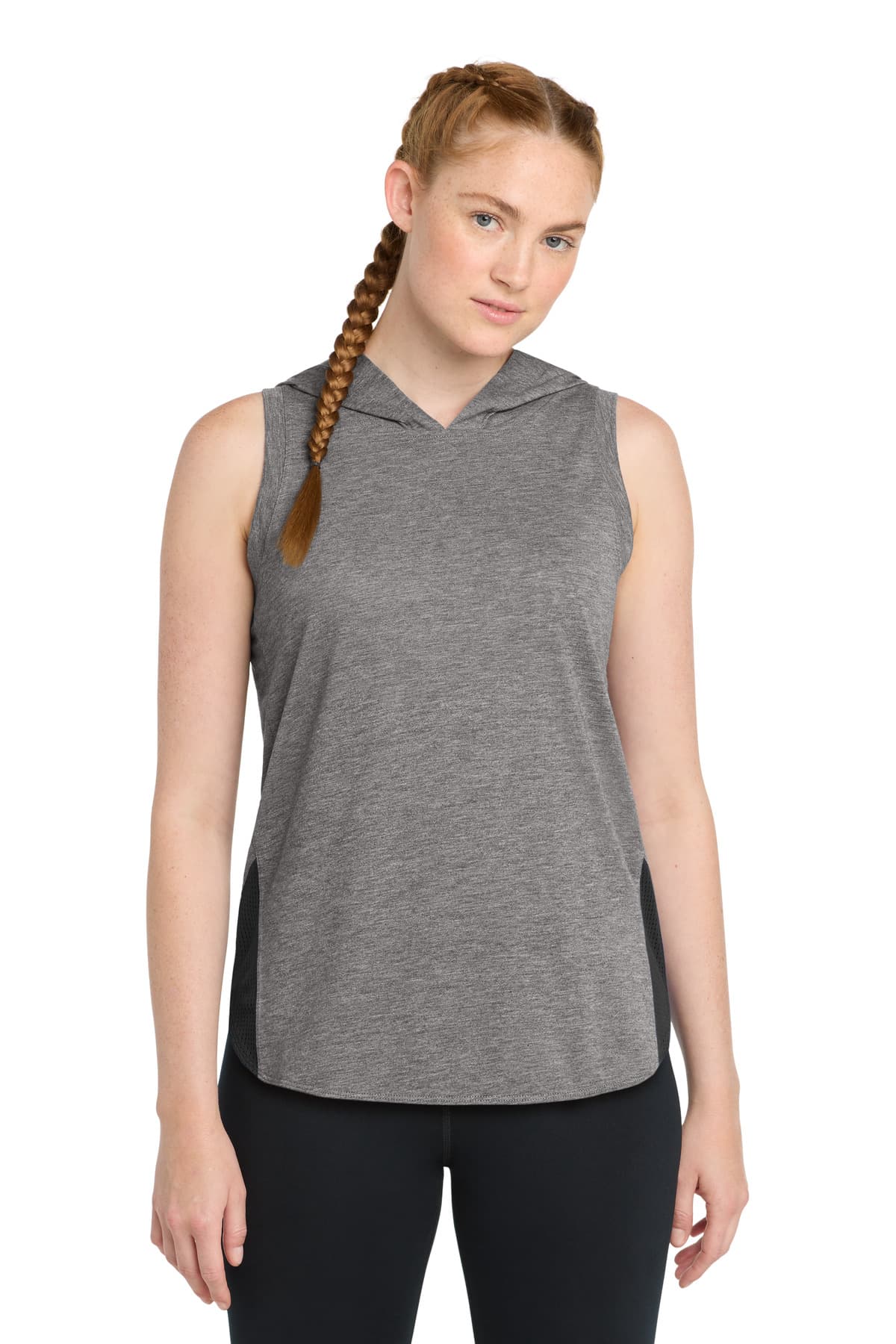 Sport-Tek ® Women's PosiCharge ® Tri-Blend Wicking Draft Hoodie Tank. LST410 thumbnail 3