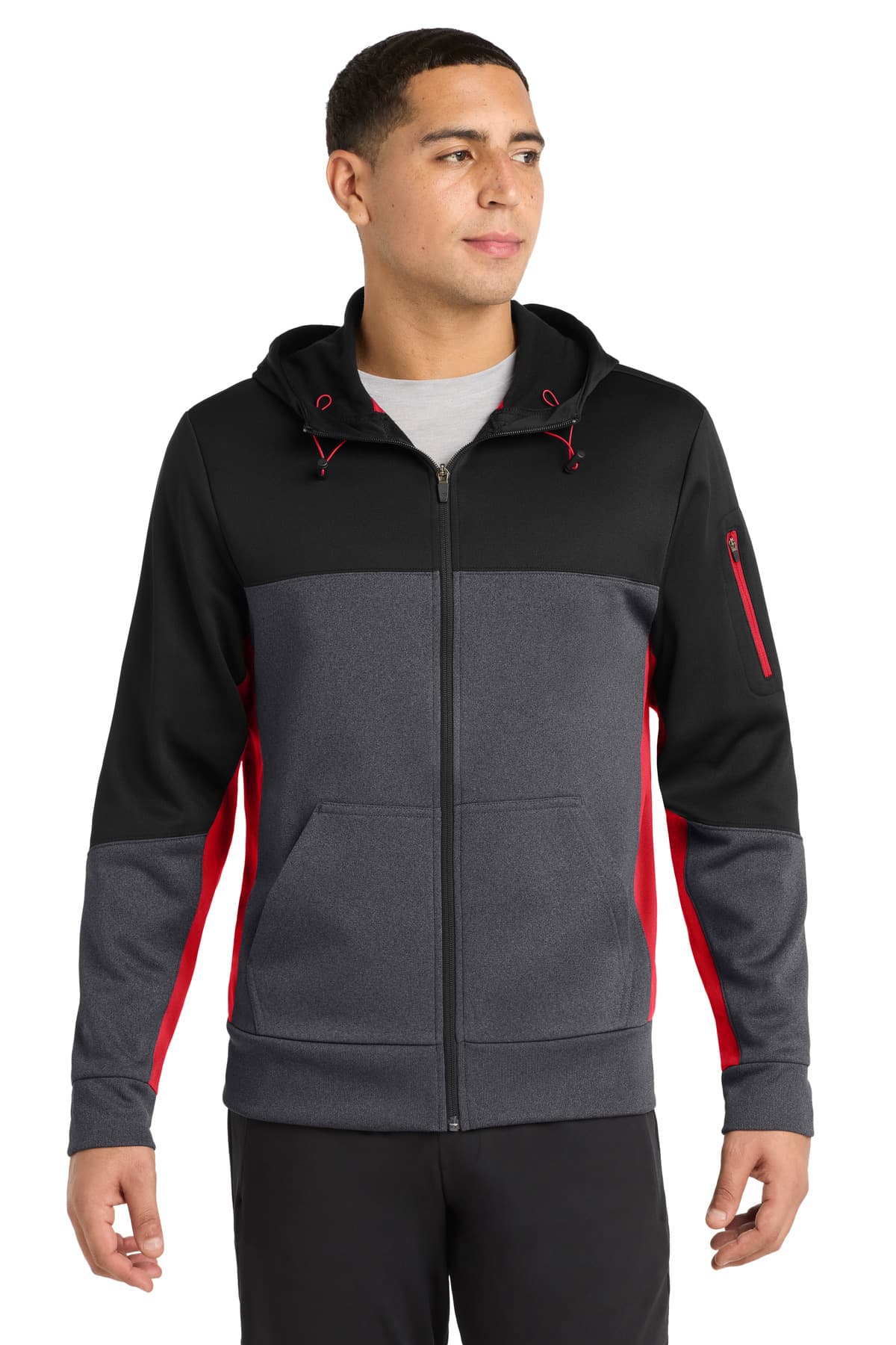 Sport-Tek ® Tech Fleece Colorblock Full-Zip Hooded Jacket. ST245 thumbnail 3