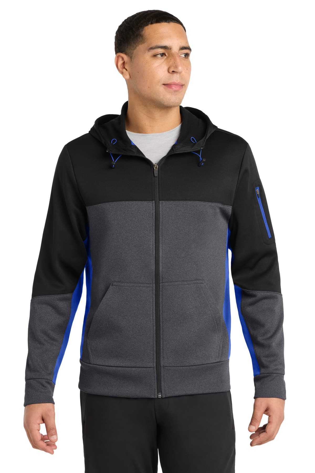 Sport-Tek ® Tech Fleece Colorblock Full-Zip Hooded Jacket. ST245 thumbnail 4