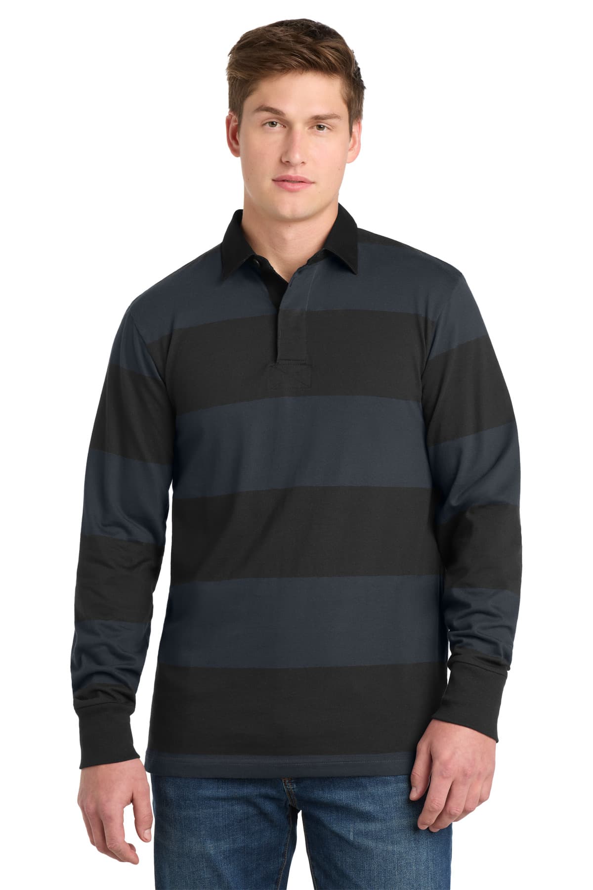 Sport-Tek ® Classic Long Sleeve Rugby Polo. ST301 thumbnail 2