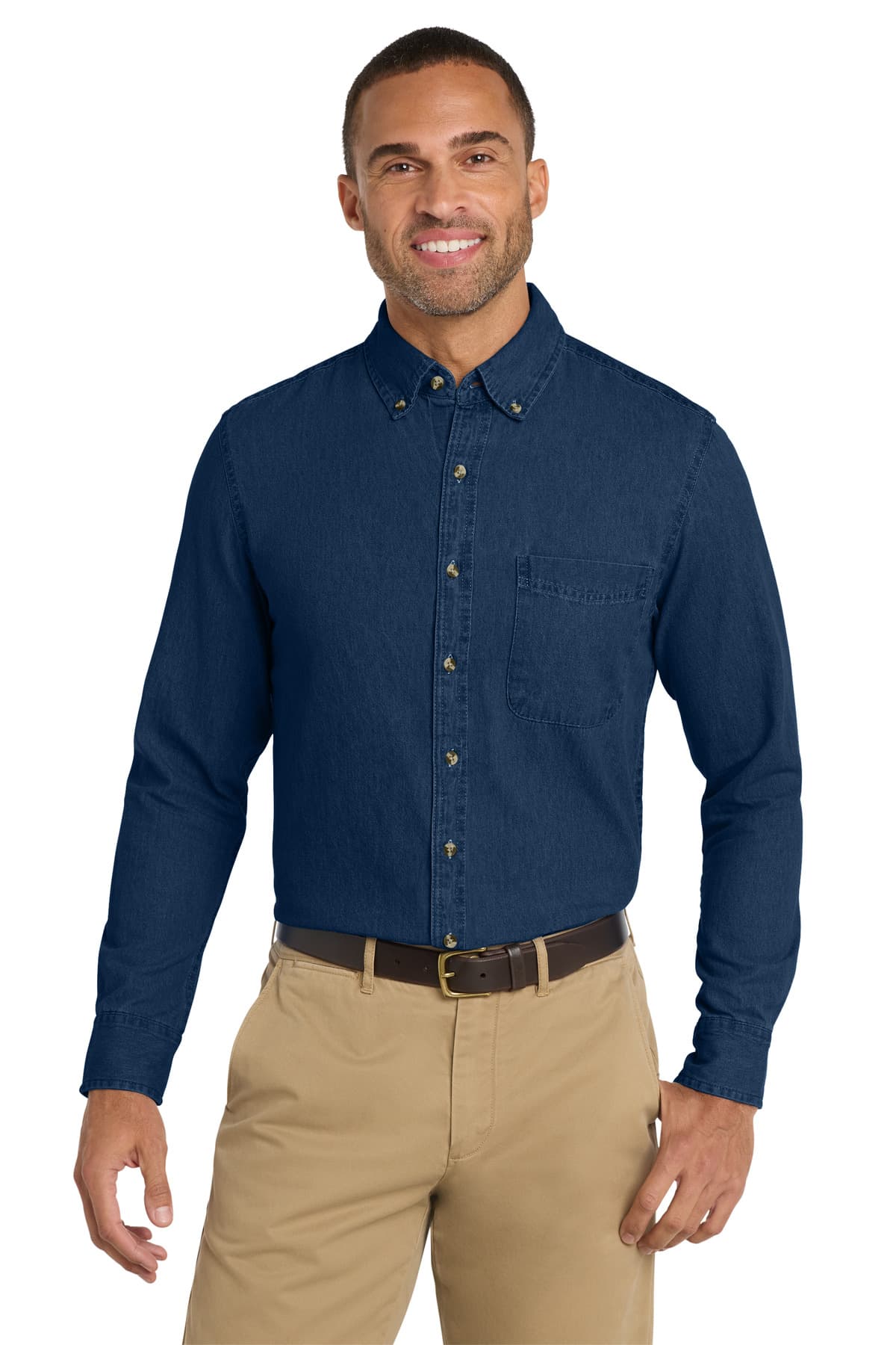 Port & Co  Long Sleeve Value Denim Shirt. SP10 thumbnail 3