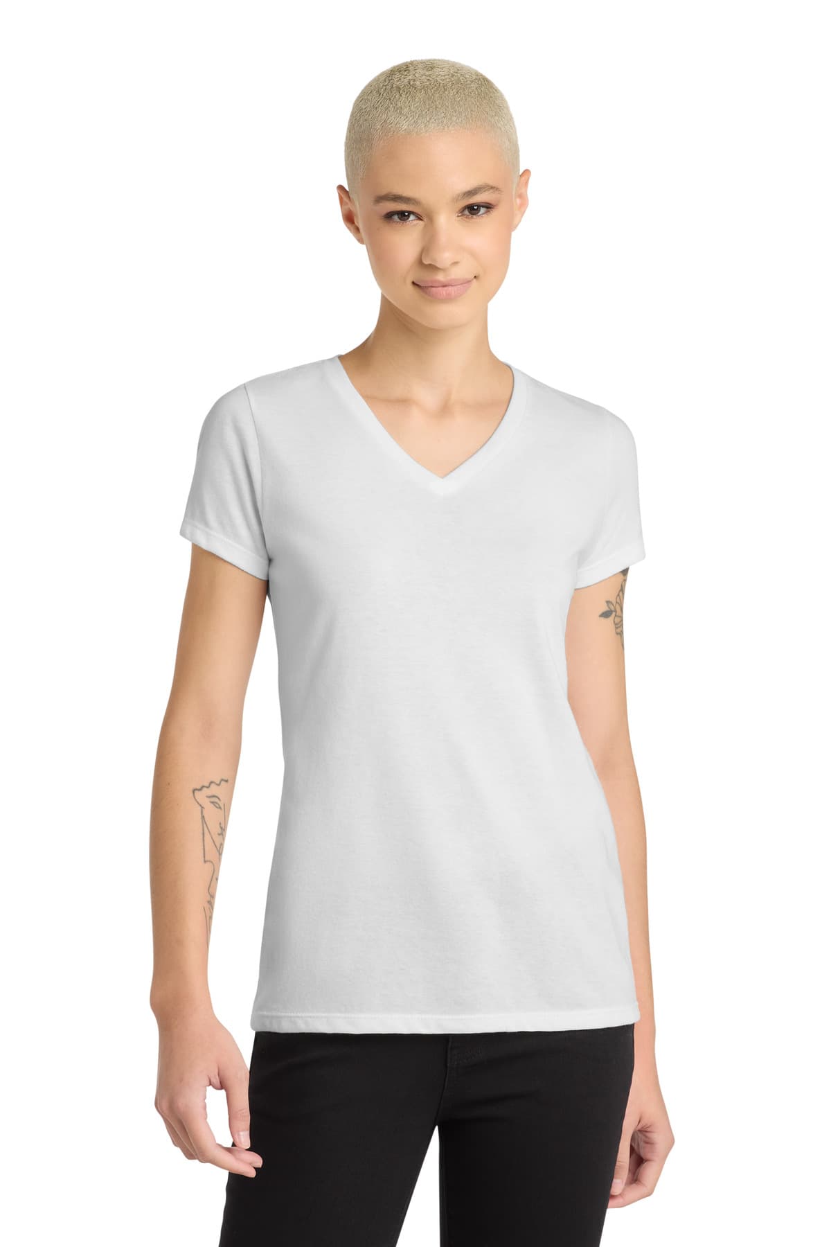 District ® Women's Perfect Blend ® CVC V-Neck Tee. DM1190L thumbnail 2