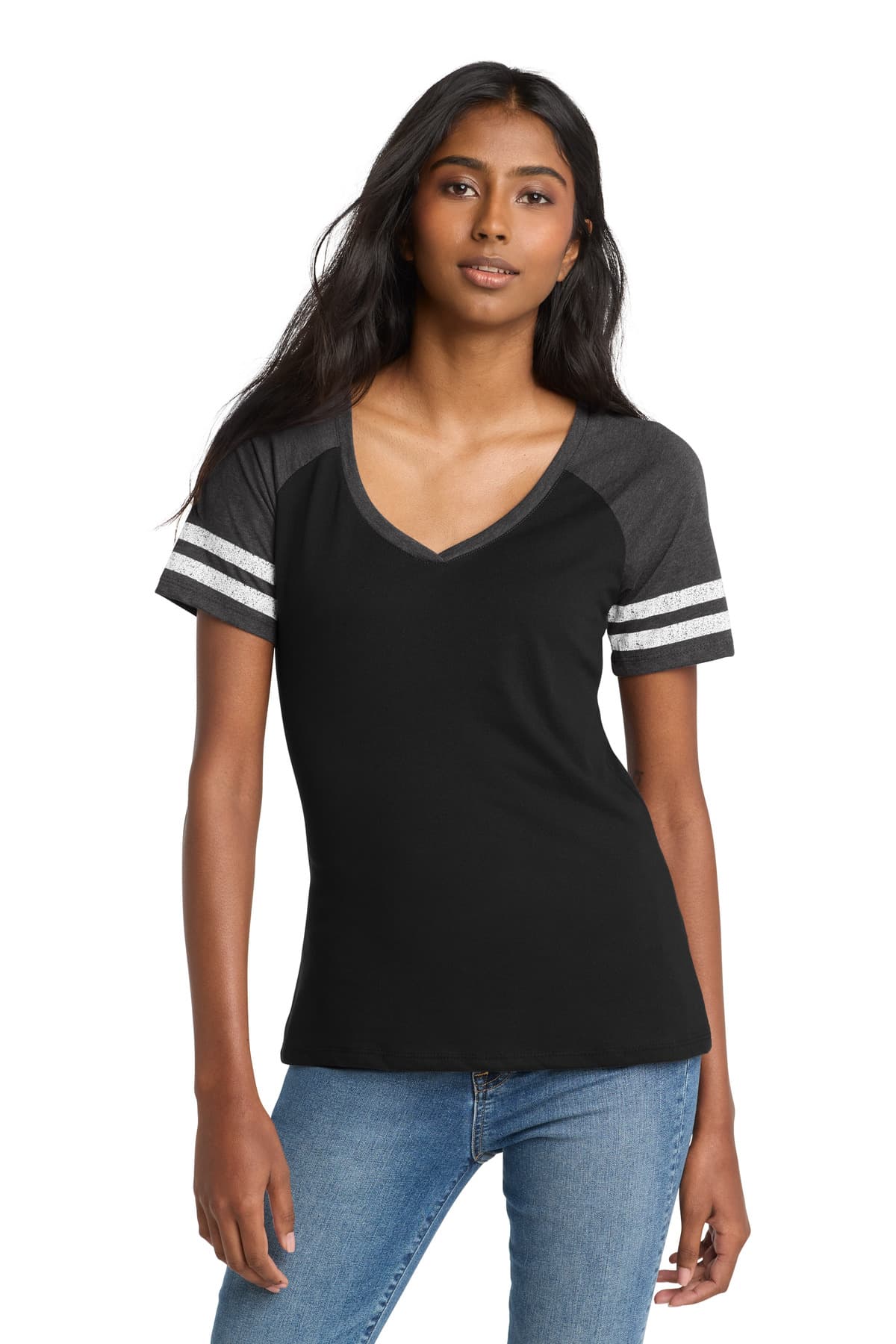 District ® Women's Game V-Neck Tee. DM476 thumbnail 2