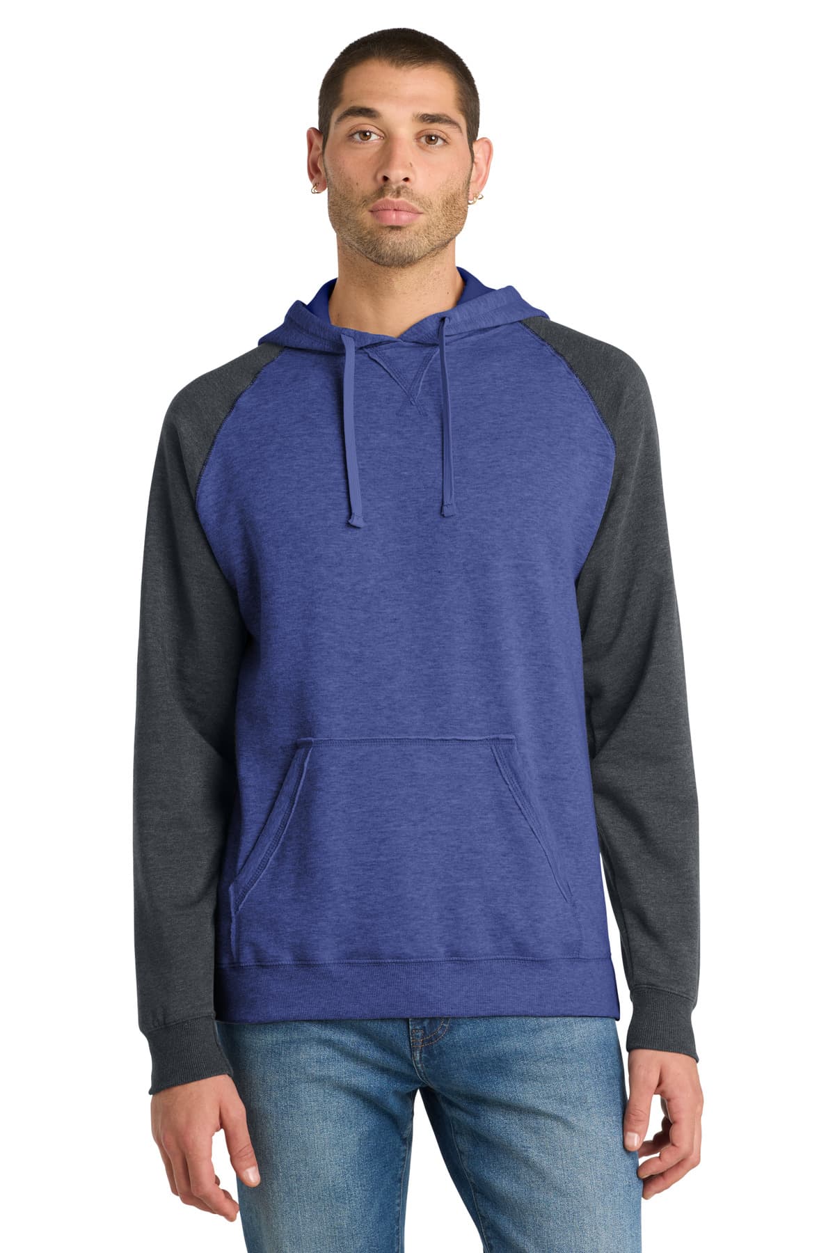 District ® Young Mens Lightweight Fleece Raglan Hoodie. DT196 thumbnail 2