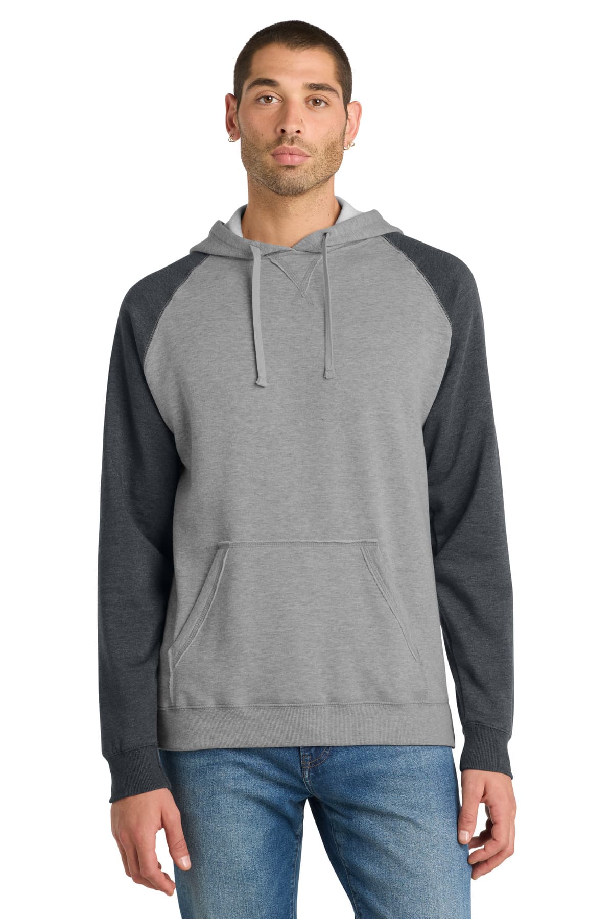District ® Young Mens Lightweight Fleece Raglan Hoodie. DT196 thumbnail 3