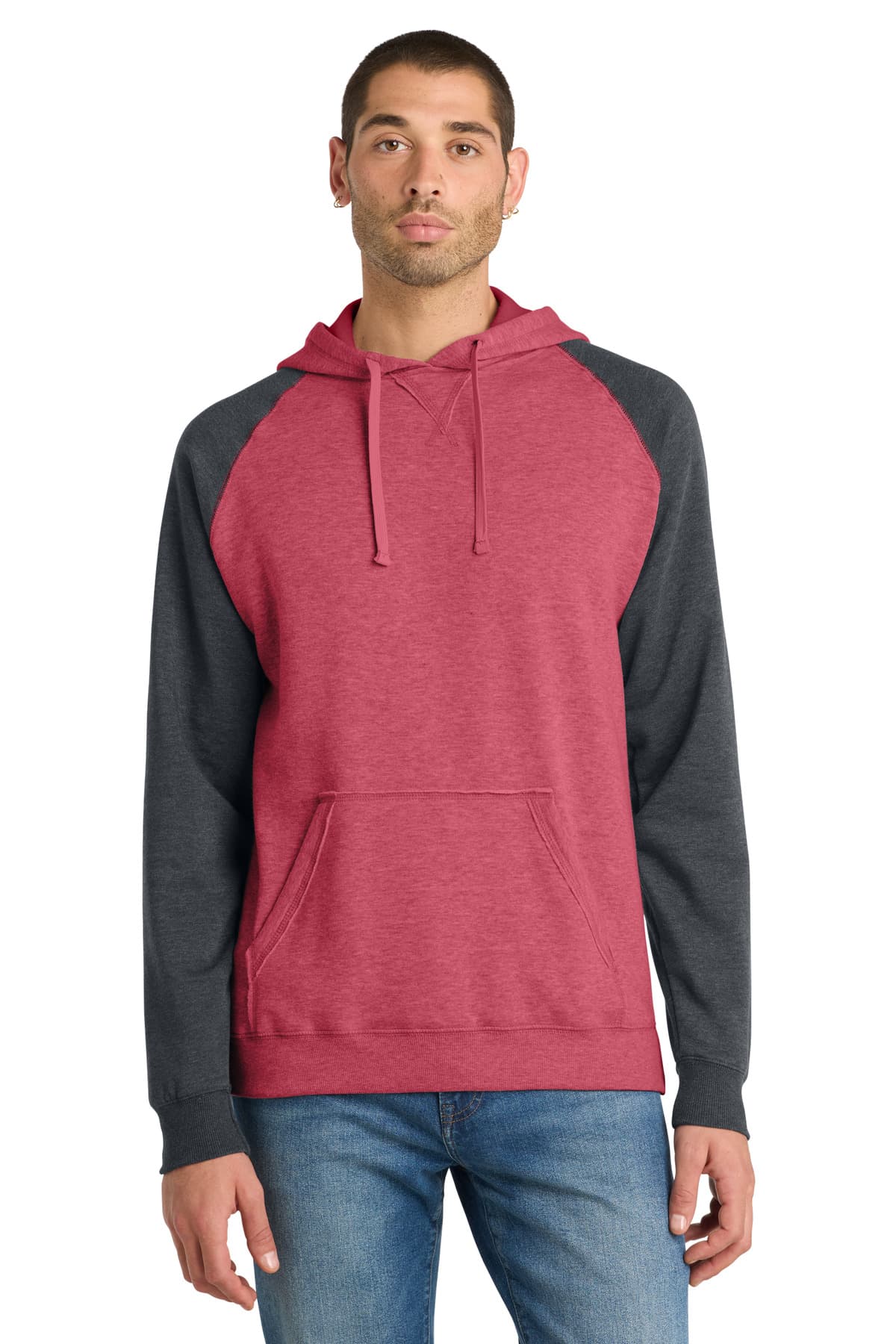 District ® Young Mens Lightweight Fleece Raglan Hoodie. DT196 thumbnail 4