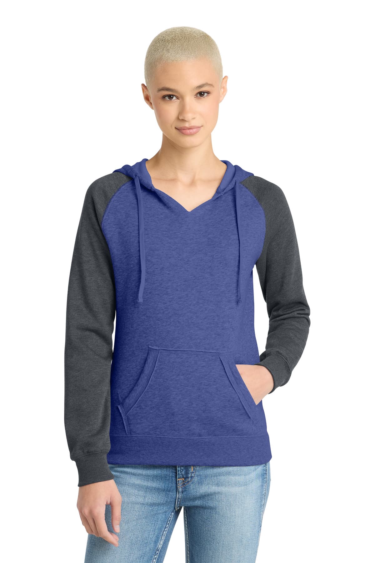 District ® Women's Lightweight Fleece Raglan Hoodie. DT296 thumbnail 2