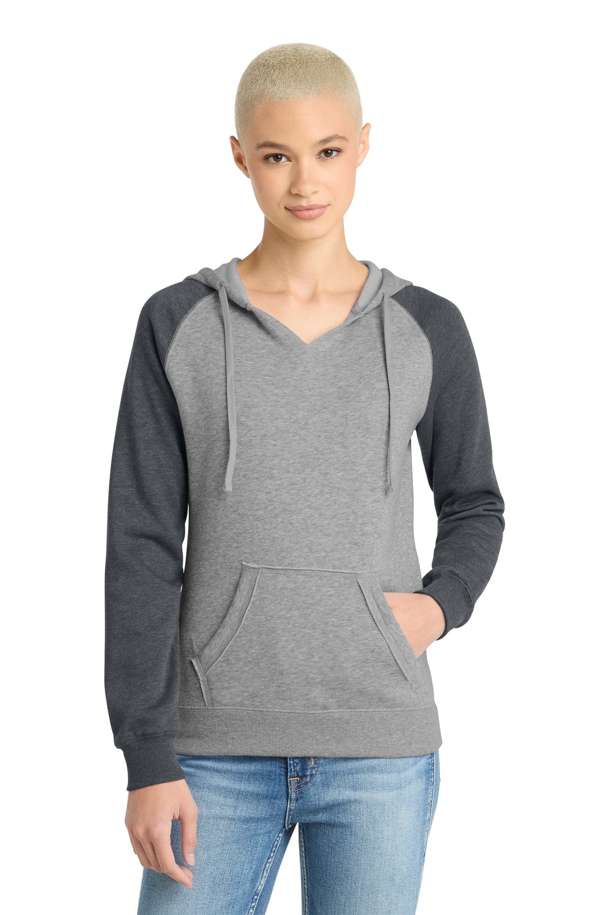 District ® Women's Lightweight Fleece Raglan Hoodie. DT296 thumbnail 3