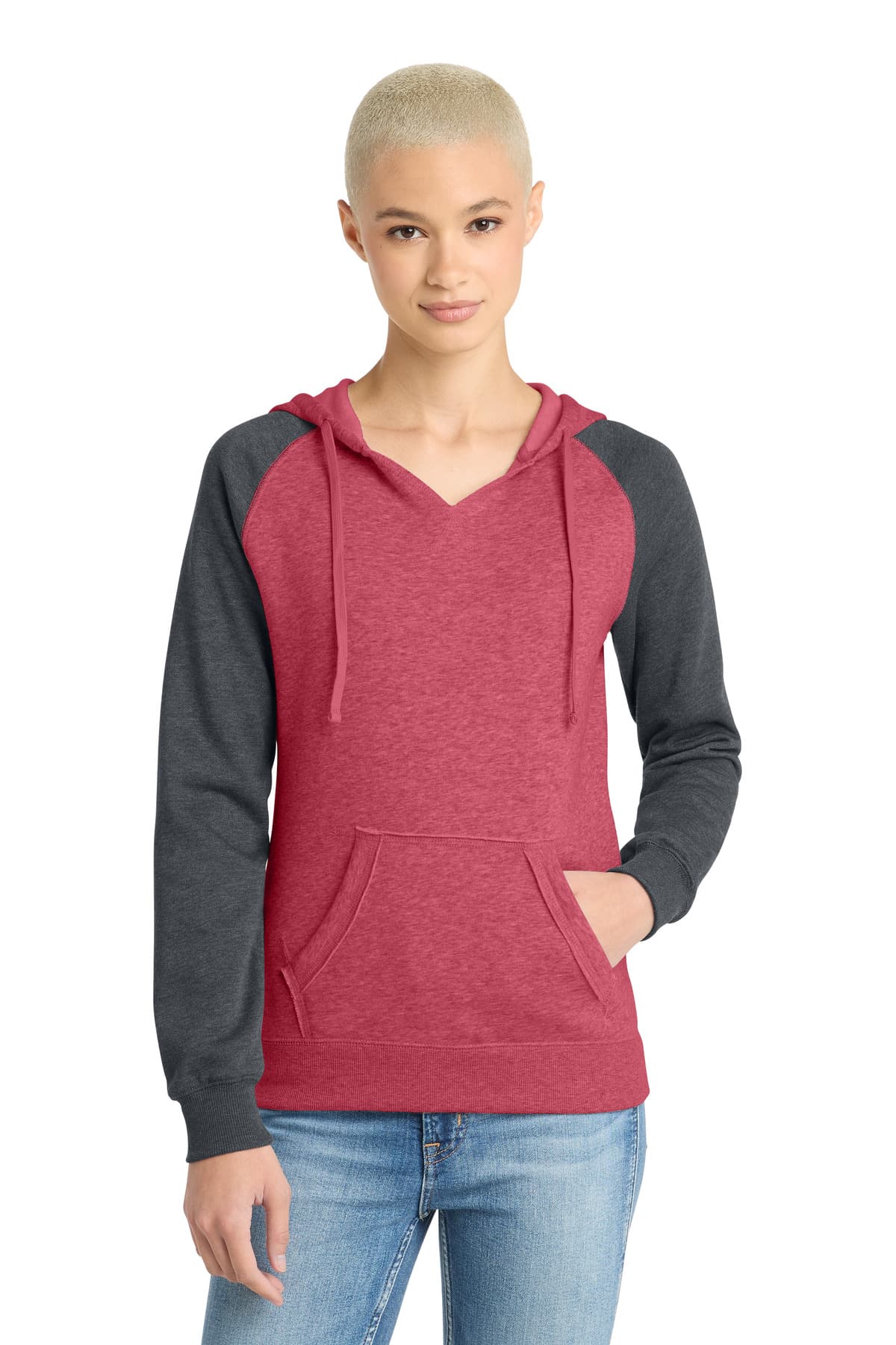 District ® Women's Lightweight Fleece Raglan Hoodie. DT296 thumbnail 4