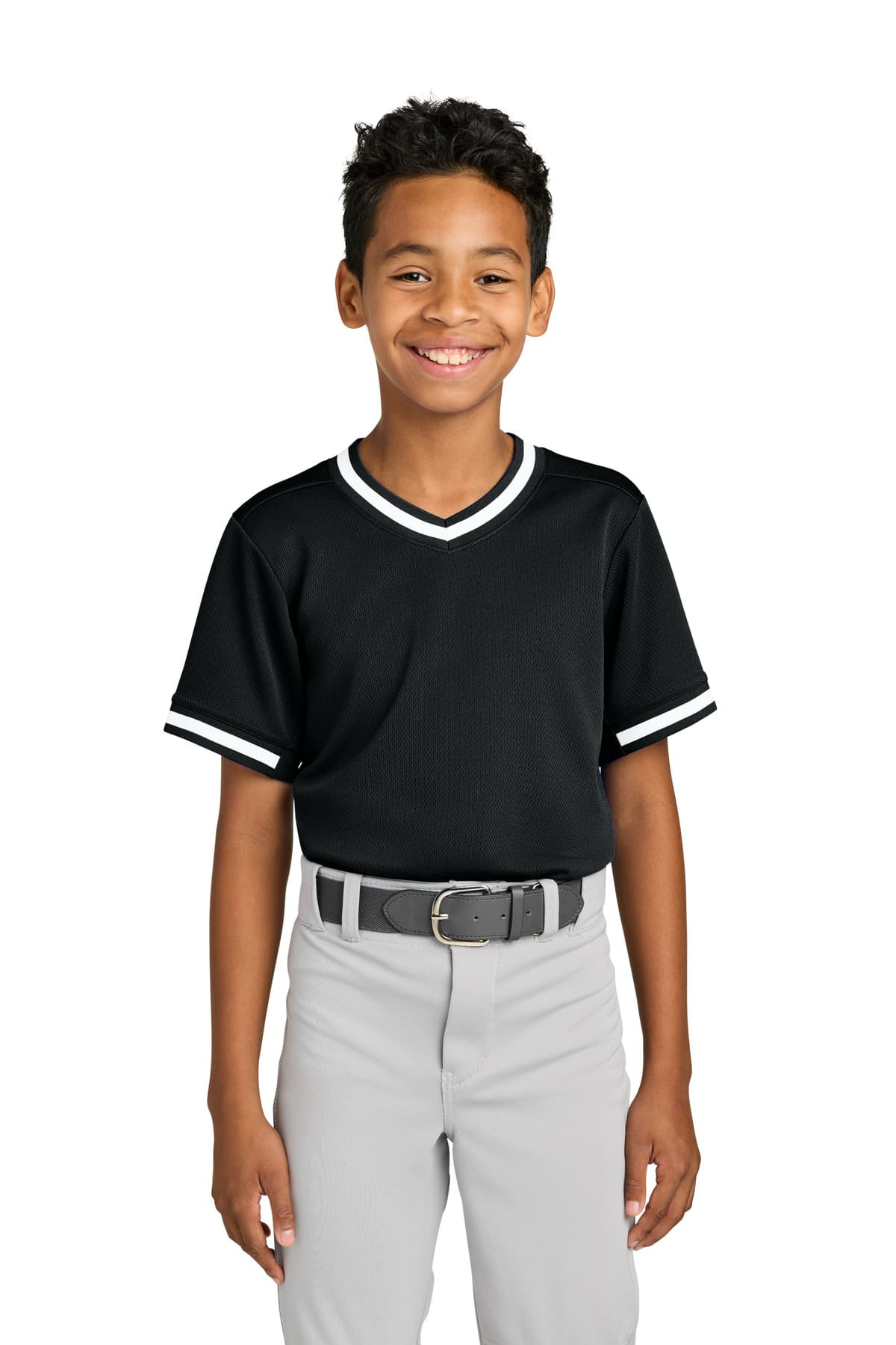 Sport-Tek ® Youth Tough Mesh V-Neck Baseball Jersey YST221 thumbnail 2