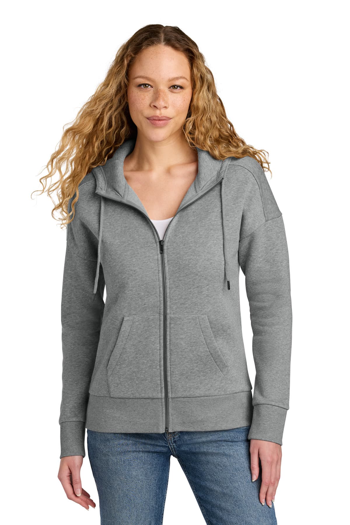 District ® Women's Perfect Weight ® Fleece Drop Shoulder Full-Zip Hoodie DT1104 thumbnail 3