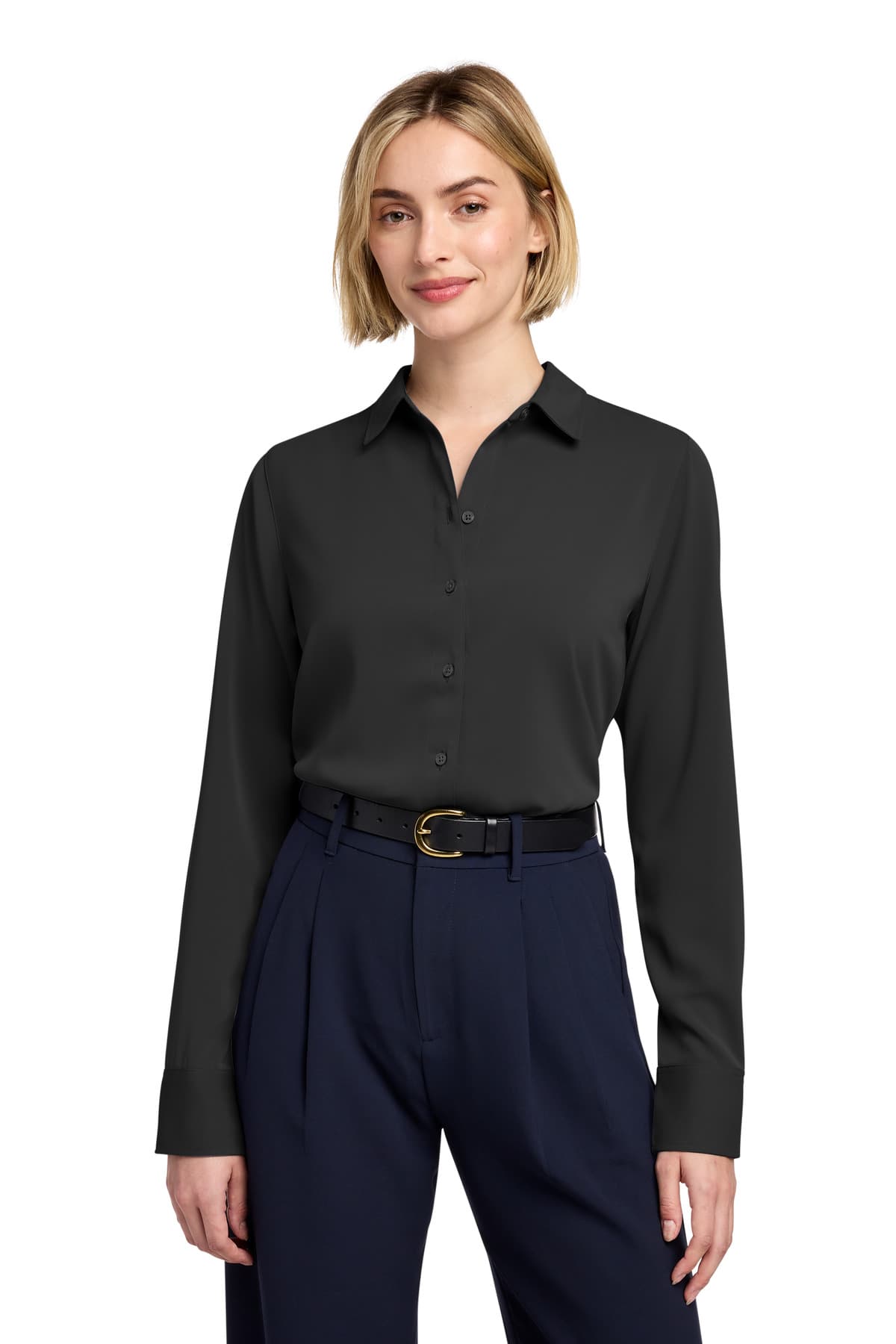 Brooks Brothers ® Women's Full-Button Satin Blouse BB18007 thumbnail 2